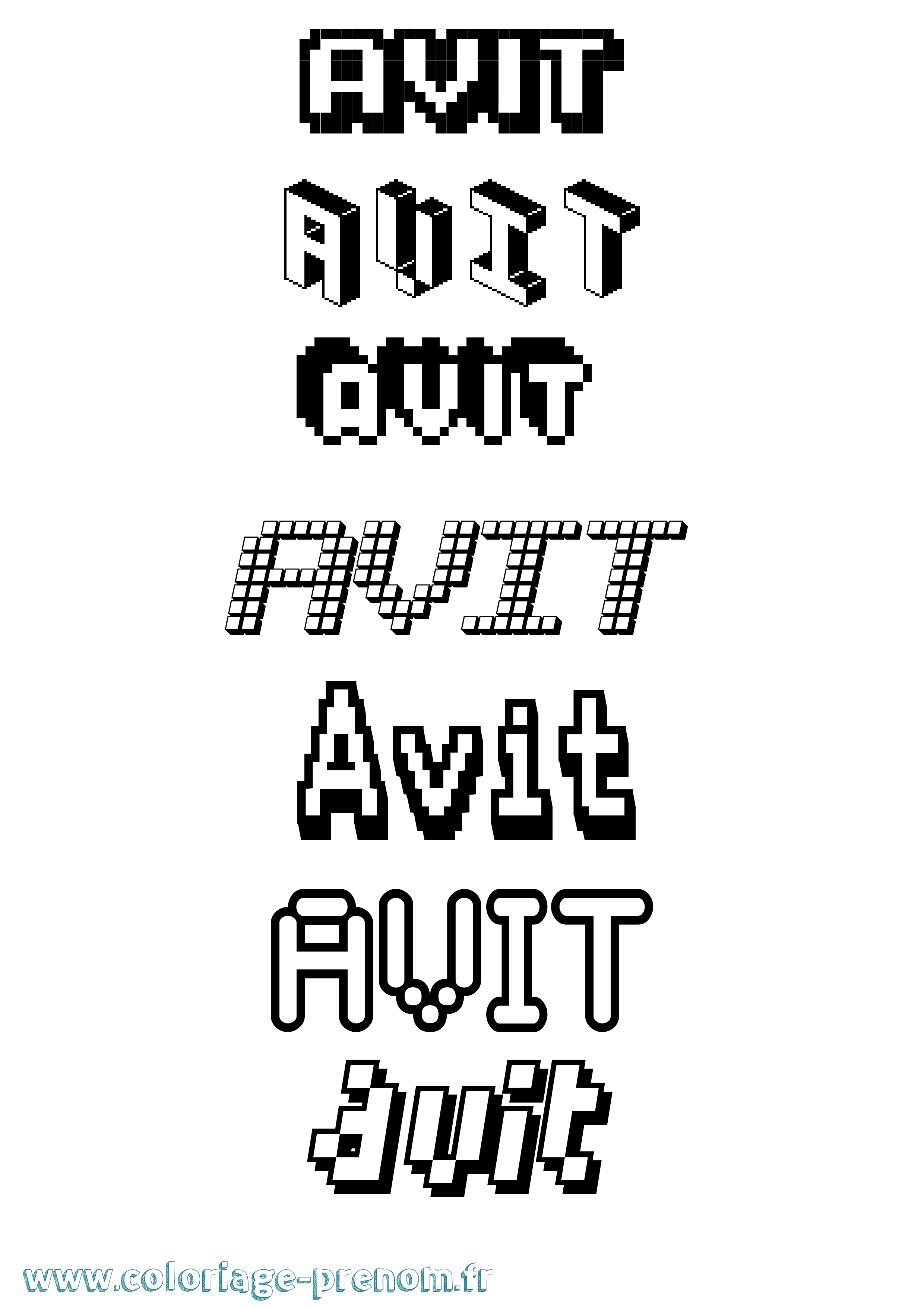 Coloriage prénom Avit Pixel