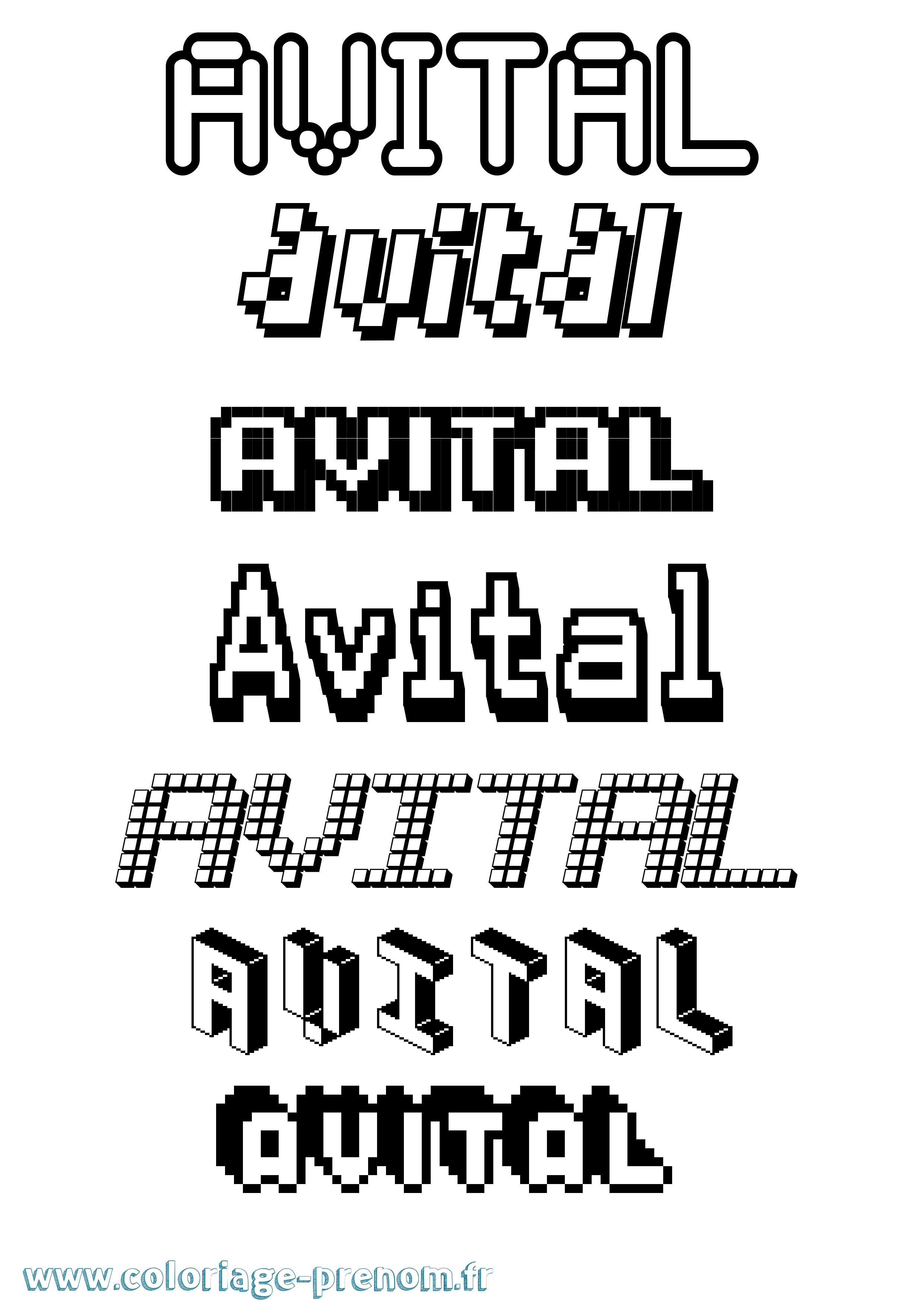 Coloriage prénom Avital Pixel