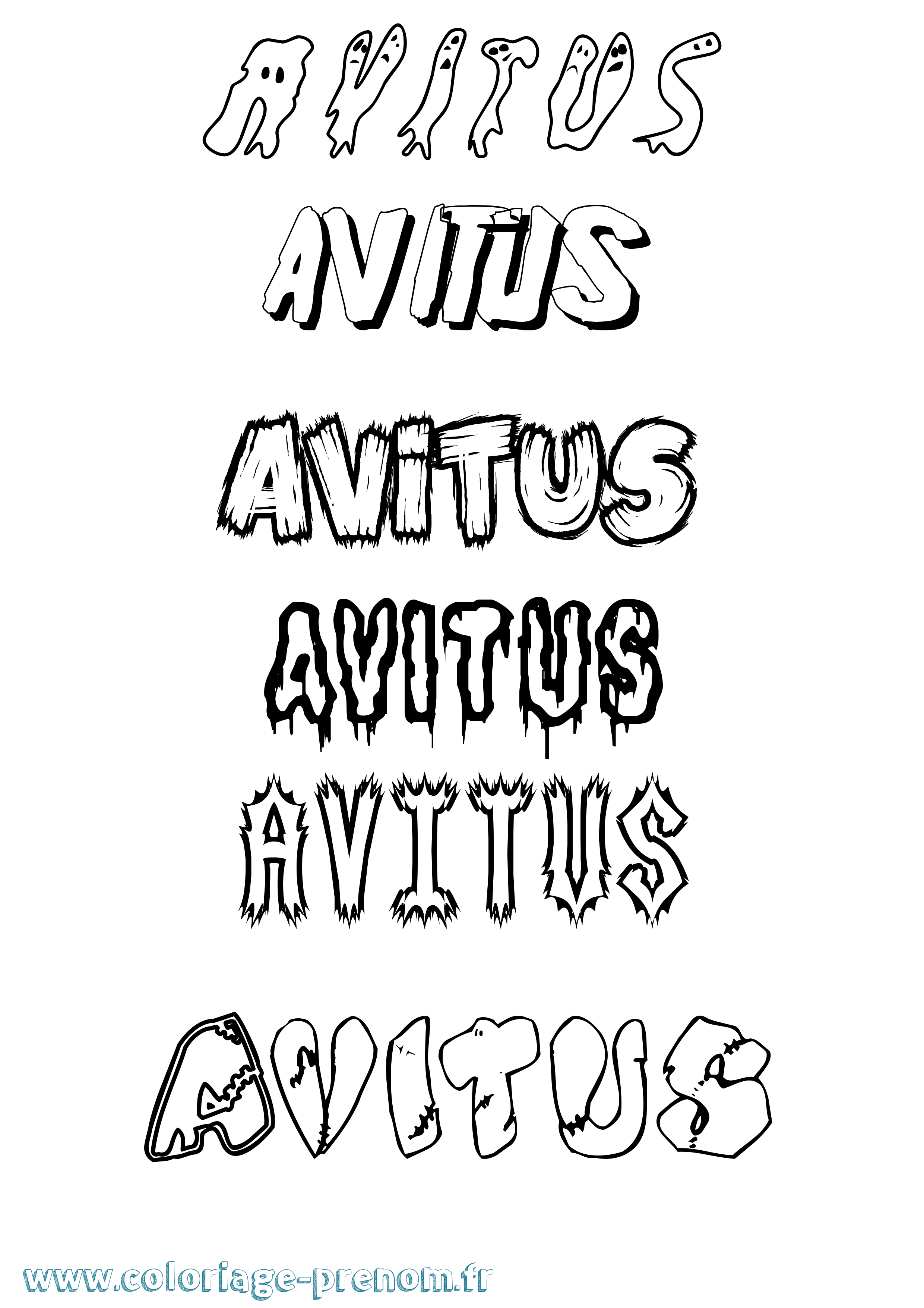 Coloriage Avitus Frisson Coloriage prénom Avitus Frisson