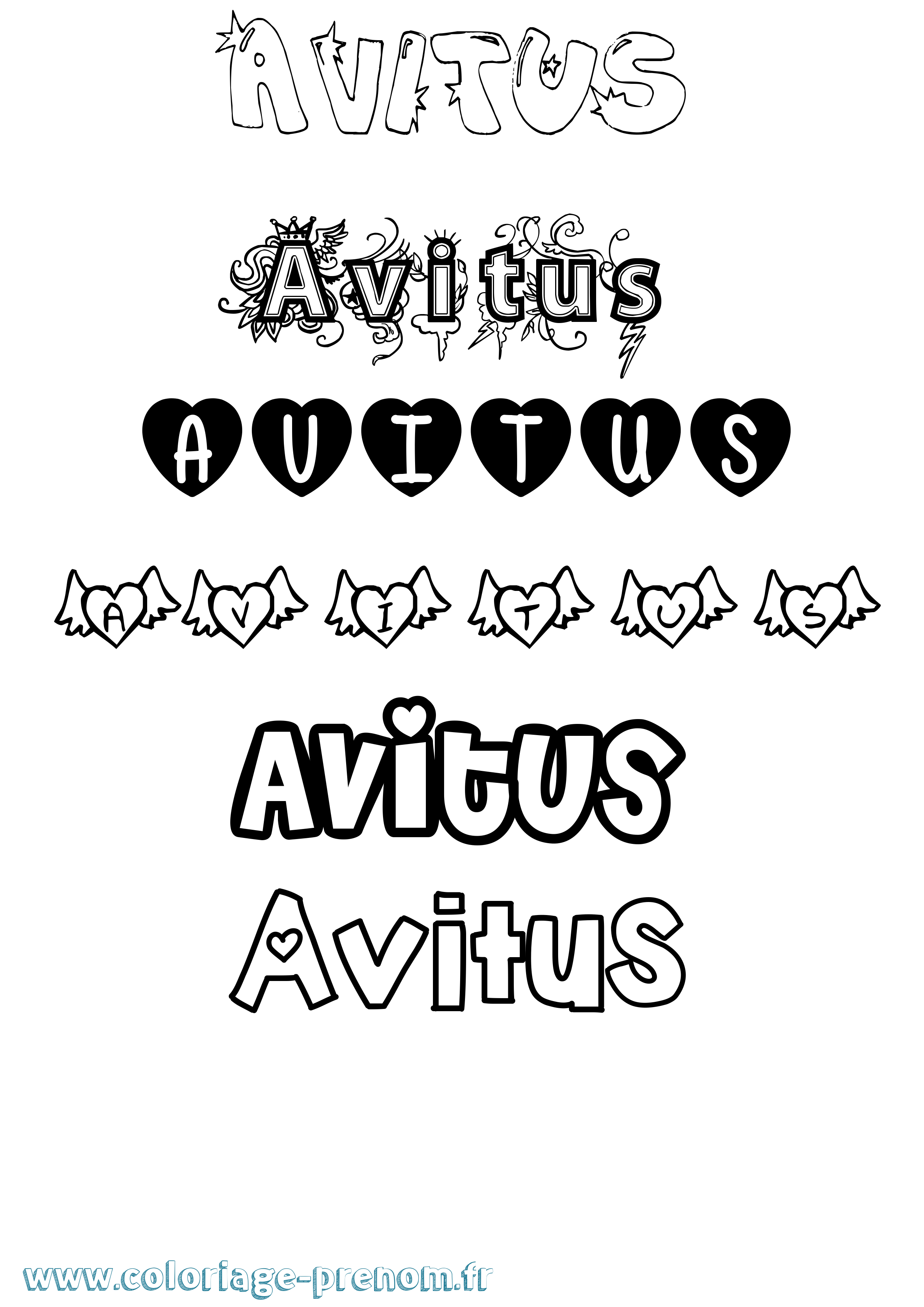 Coloriage Avitus Girly Coloriage prénom Avitus Girly