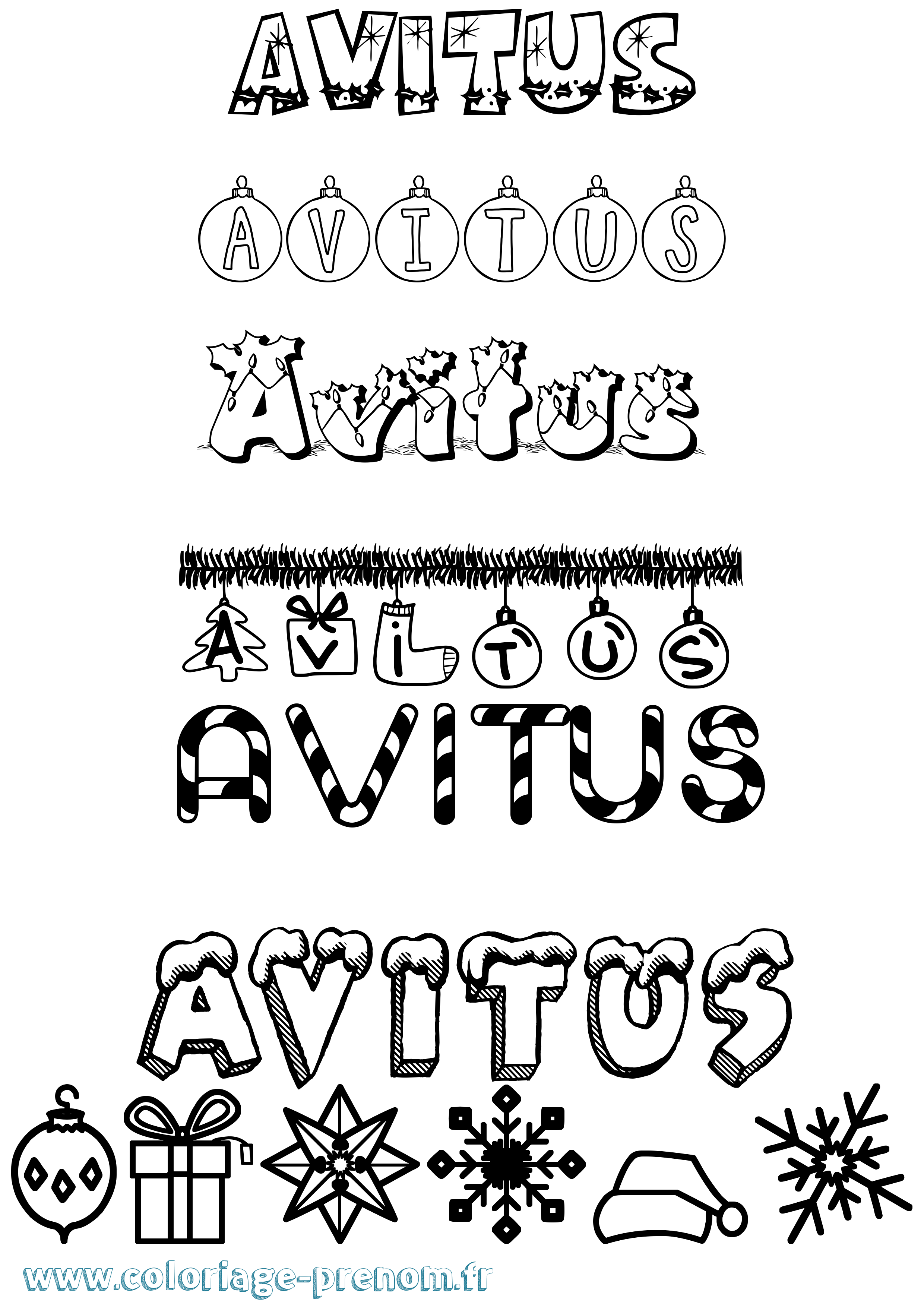 Coloriage Avitus Noël Coloriage prénom Avitus Noël