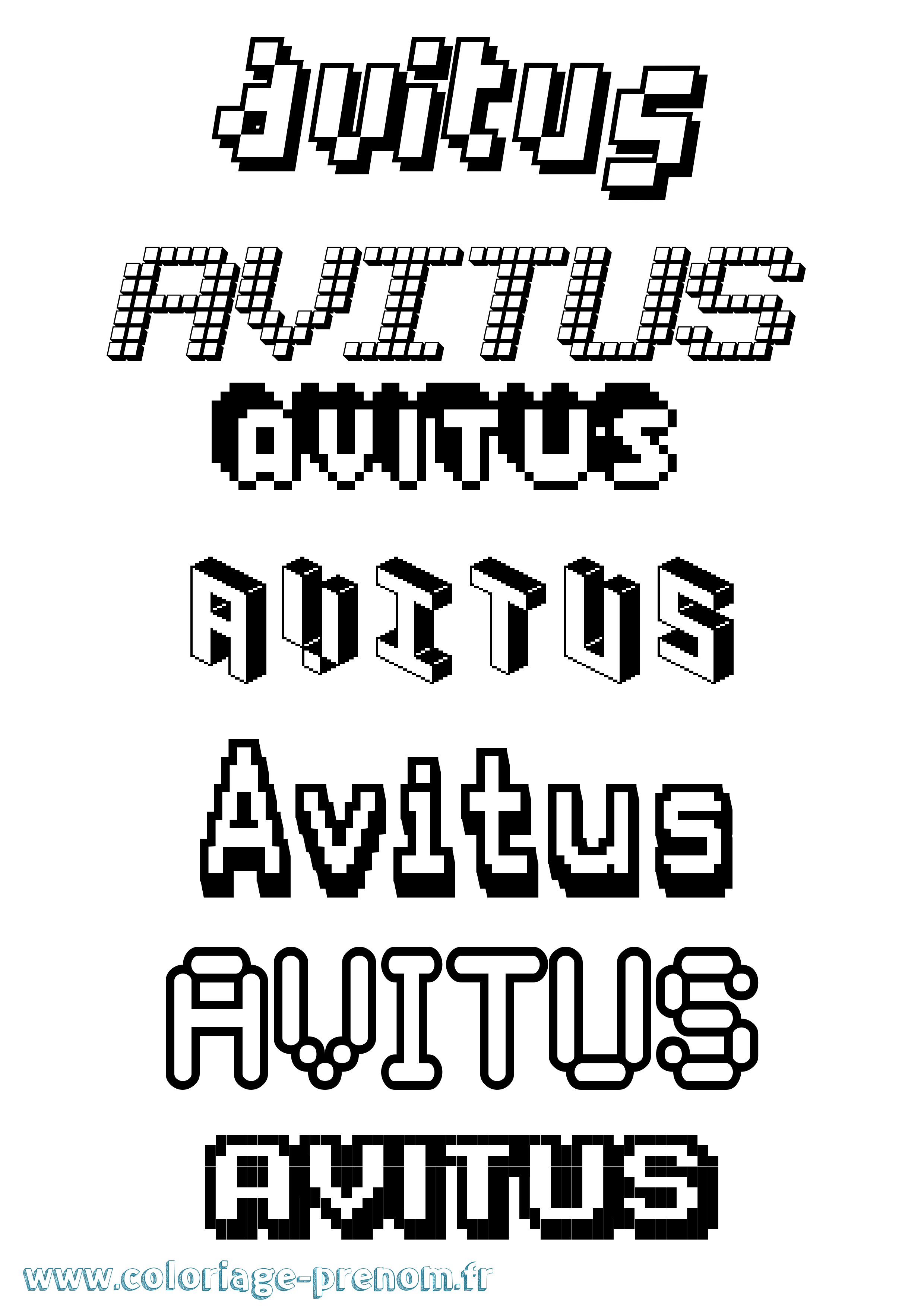 Coloriage Avitus Pixel Coloriage prénom Avitus Pixel