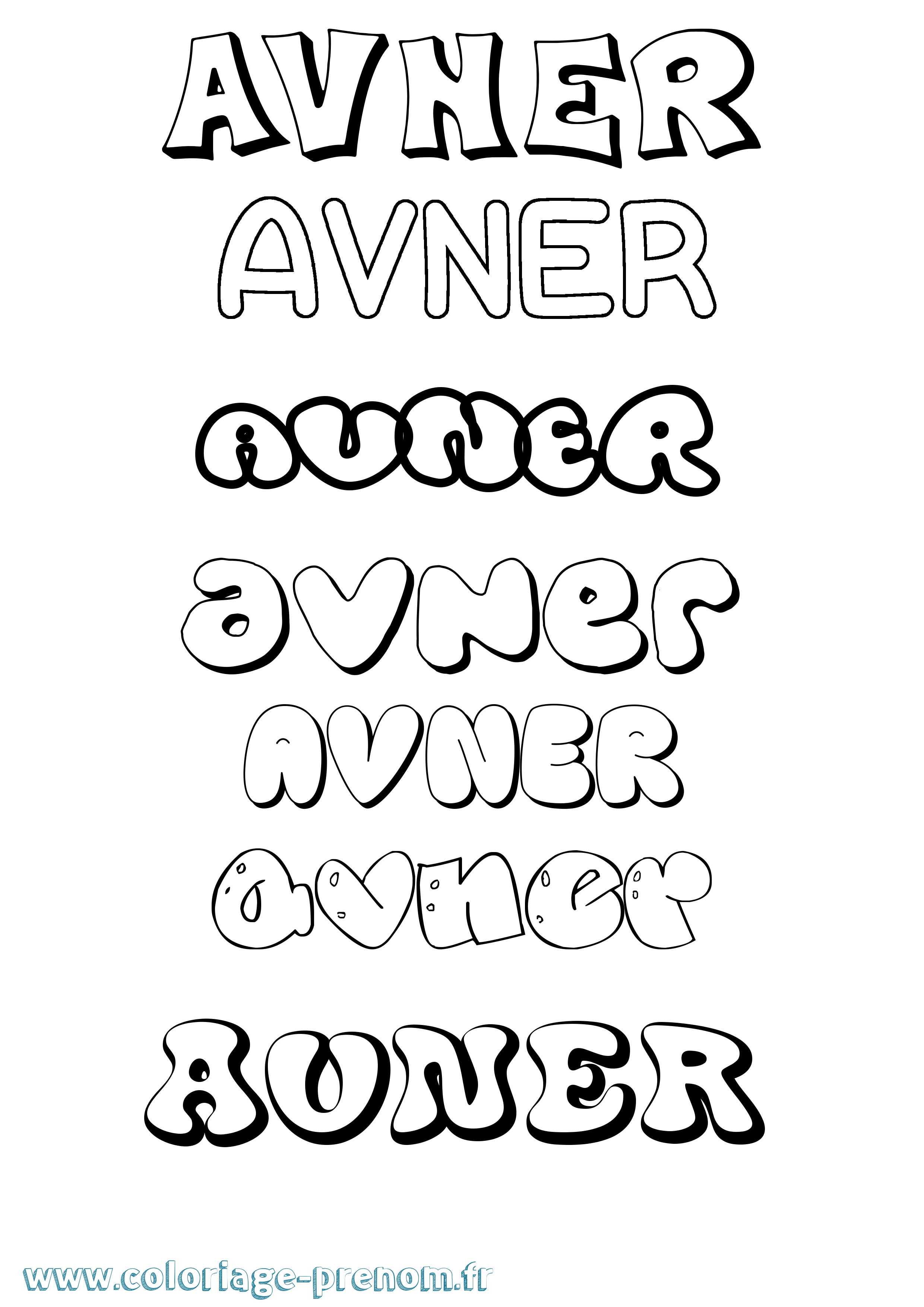 Coloriage prénom Avner Bubble