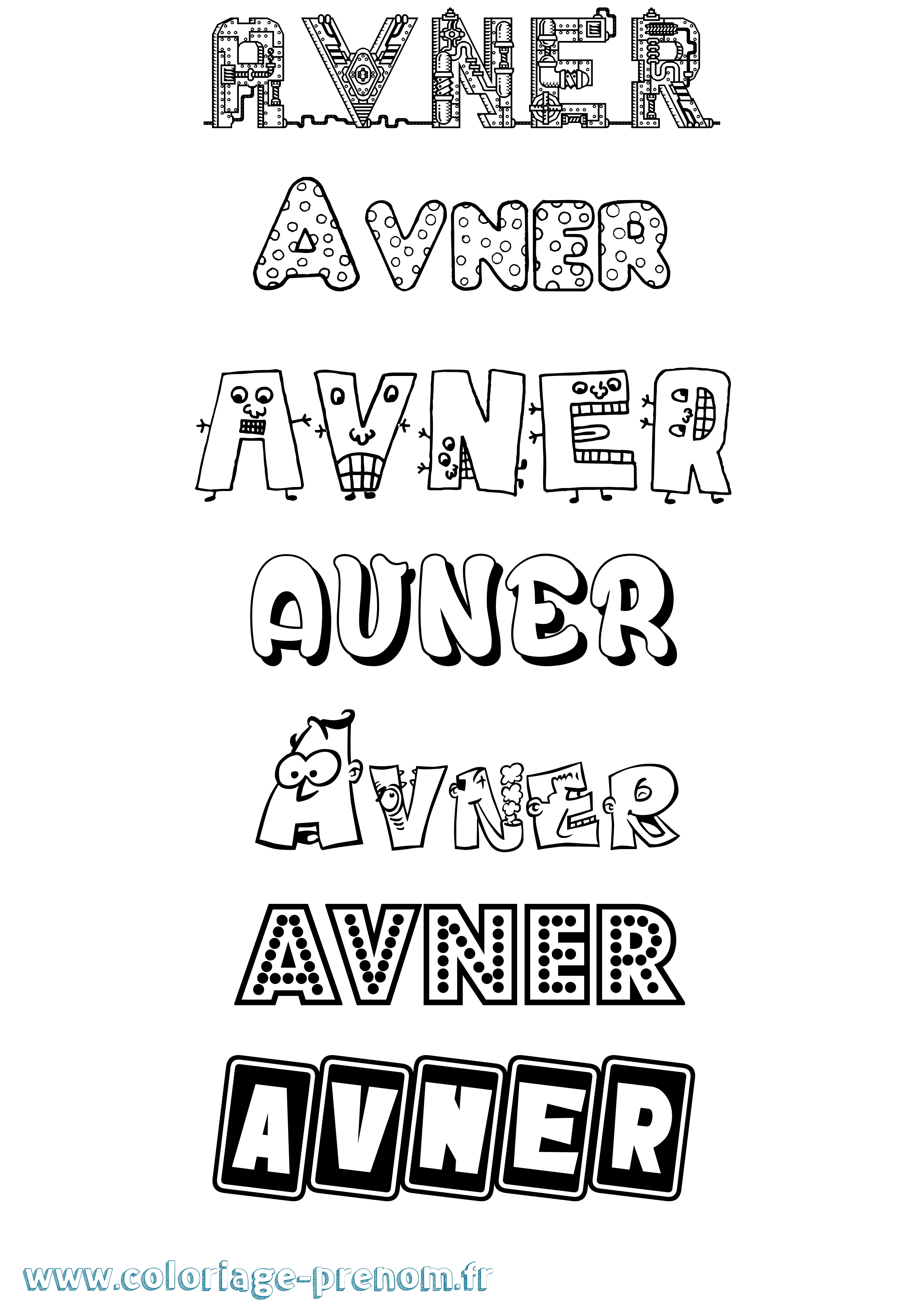 Coloriage prénom Avner Fun