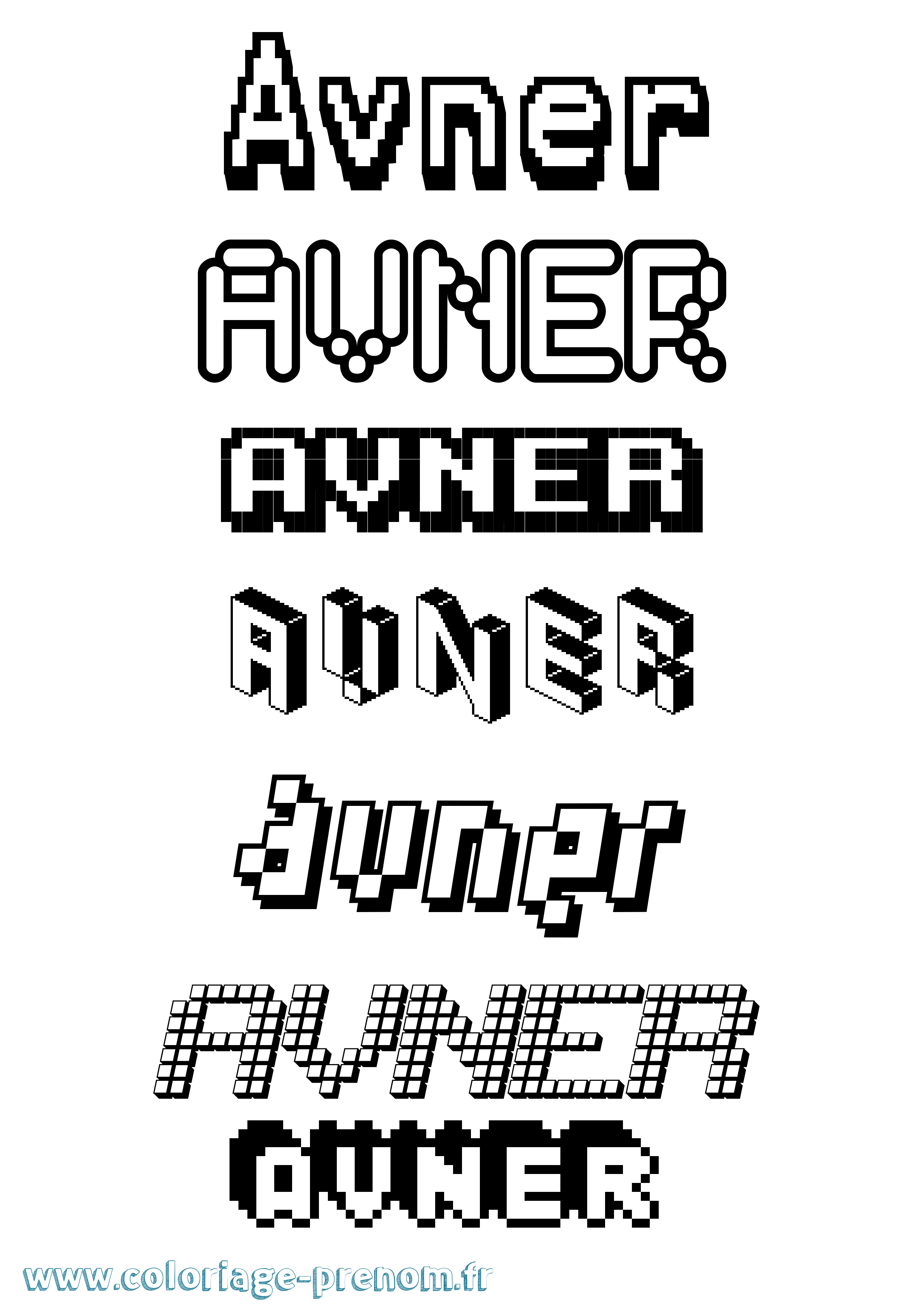 Coloriage prénom Avner Pixel