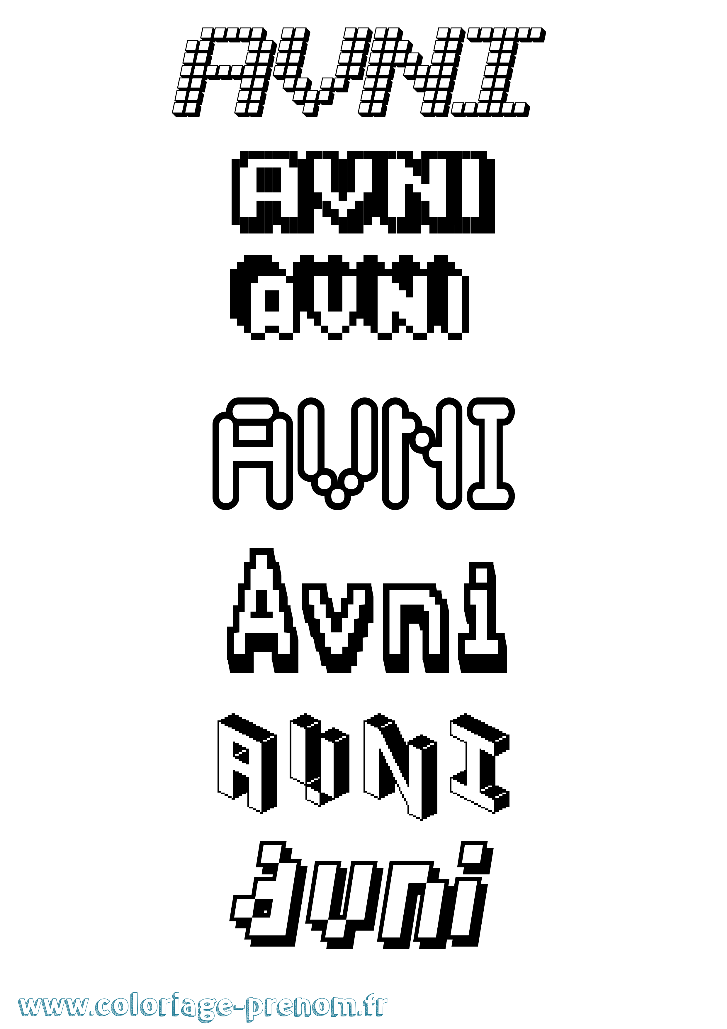 Coloriage prénom Avni Pixel