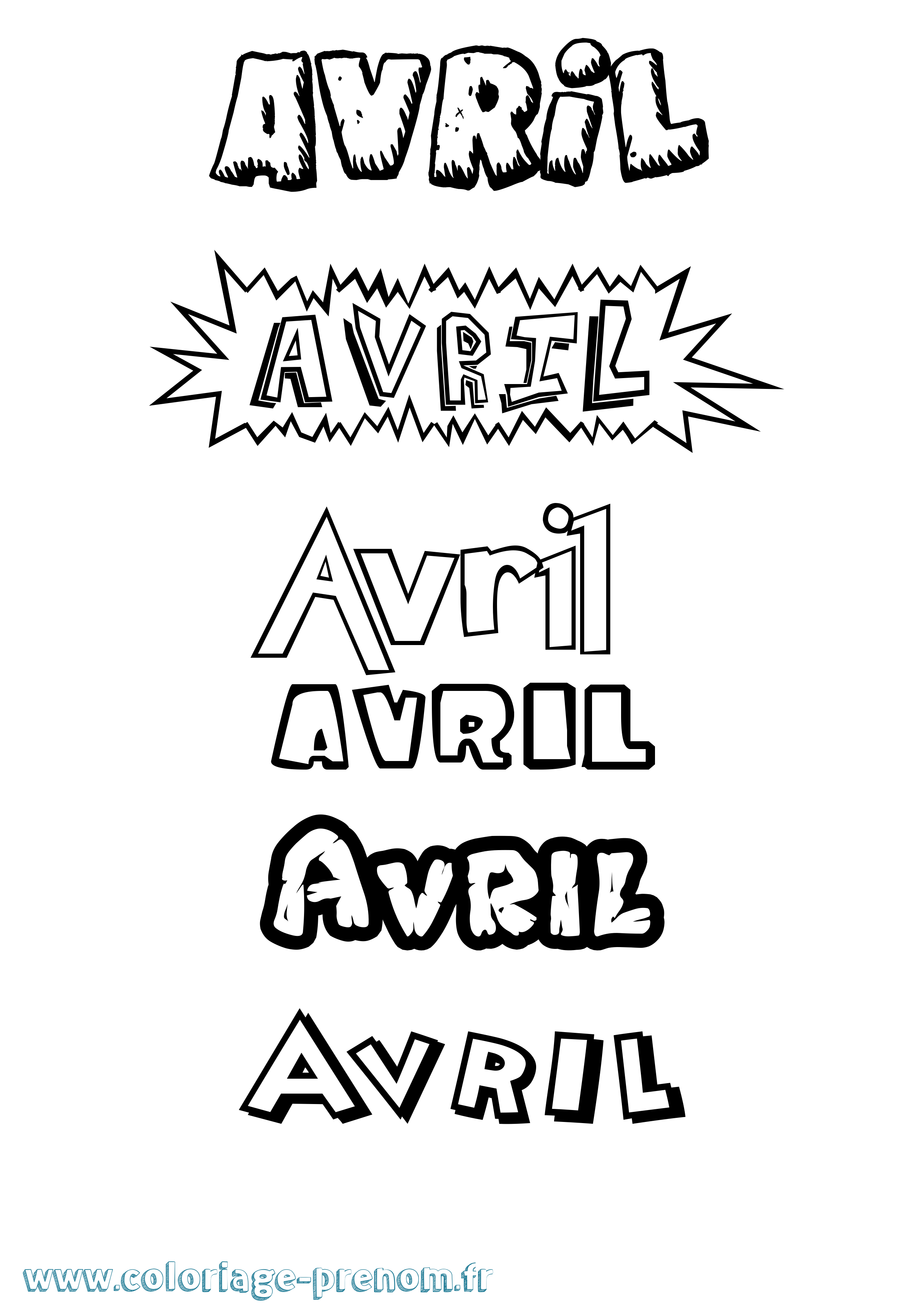 Coloriage prénom Avril