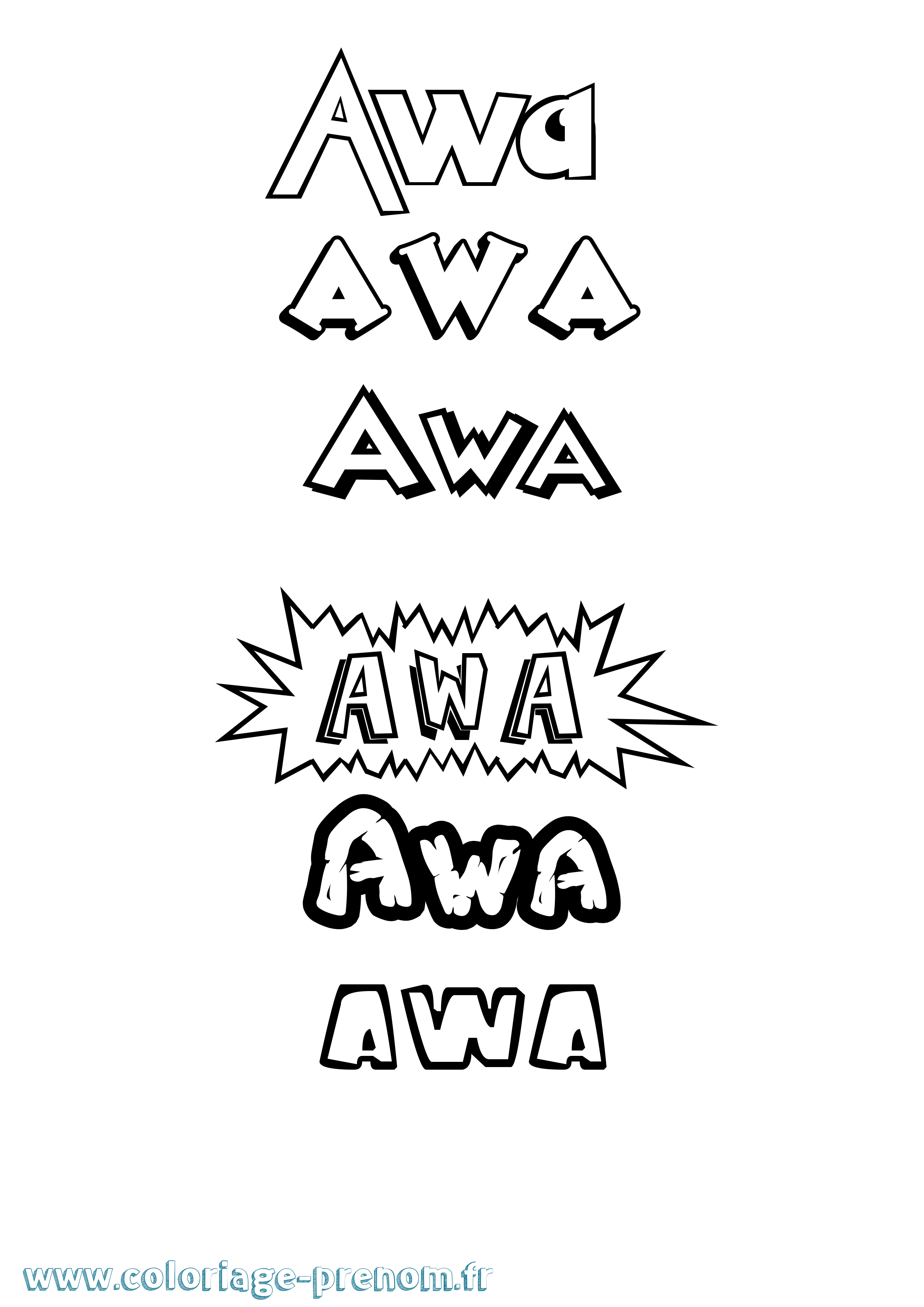 Coloriage prénom Awa