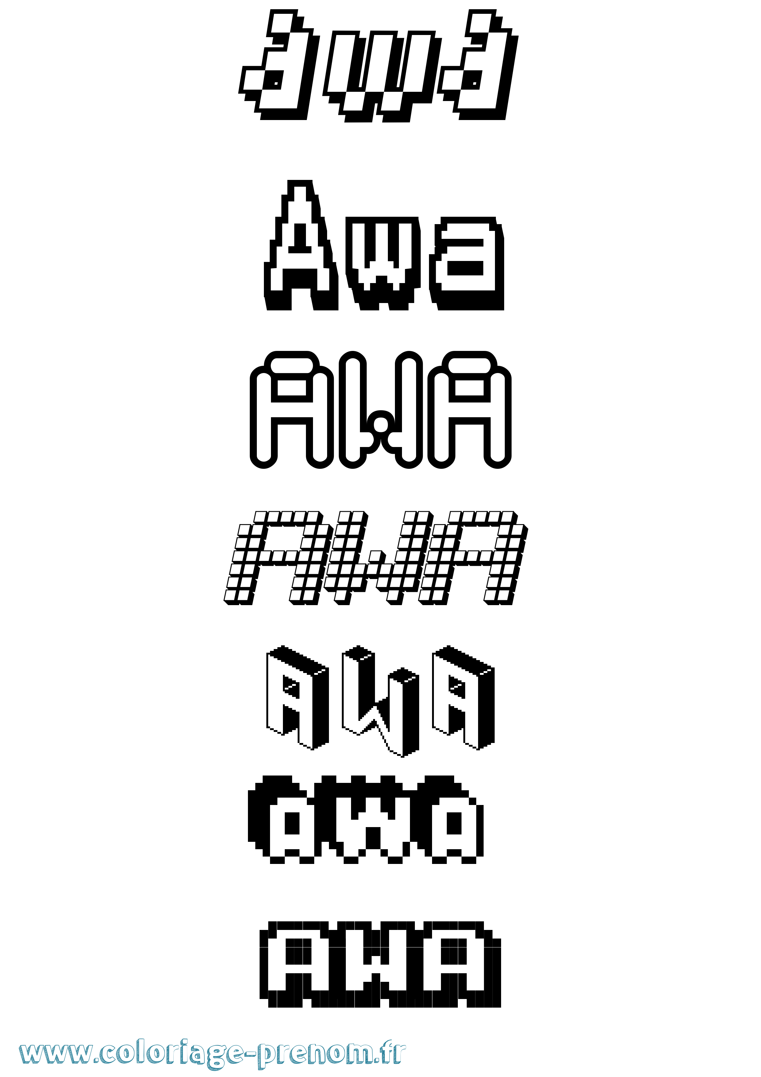 Coloriage prénom Awa