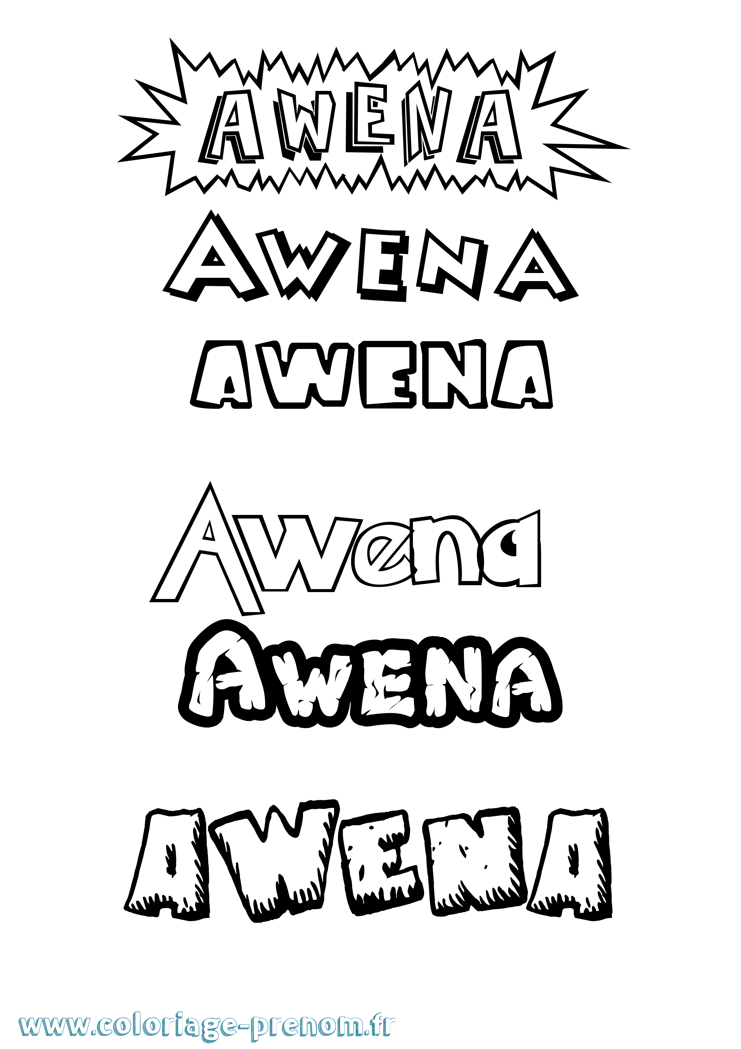 Coloriage prénom Awena Dessin Animé