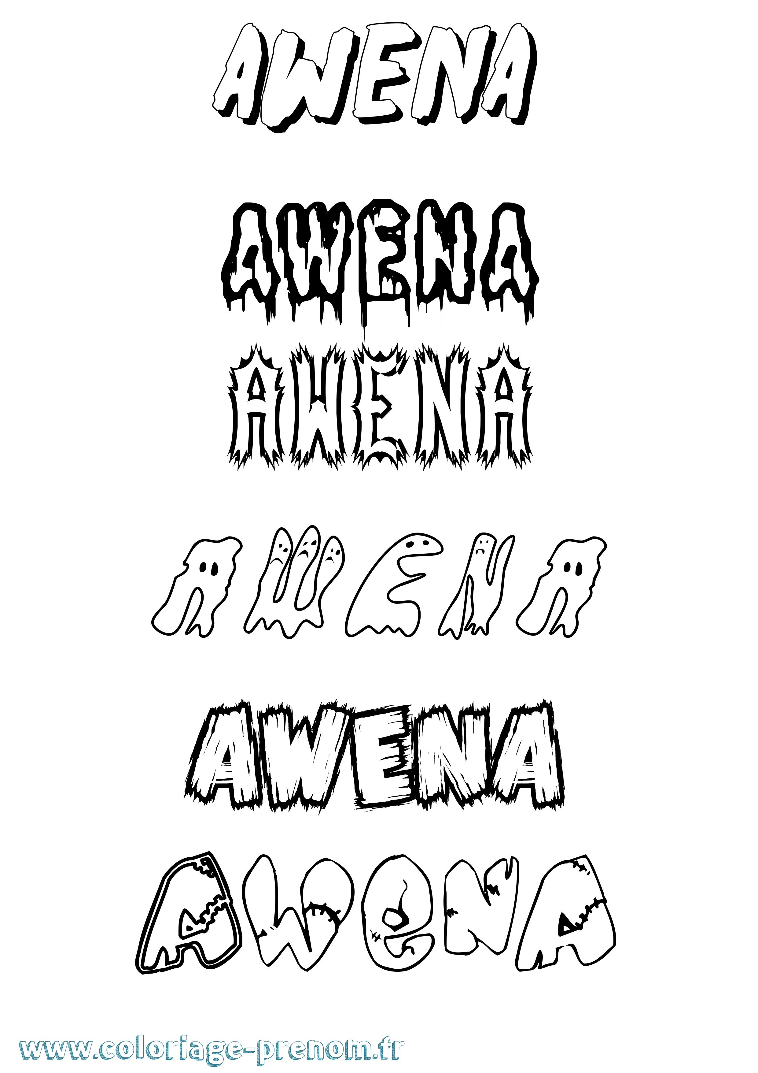 Coloriage prénom Awena Frisson
