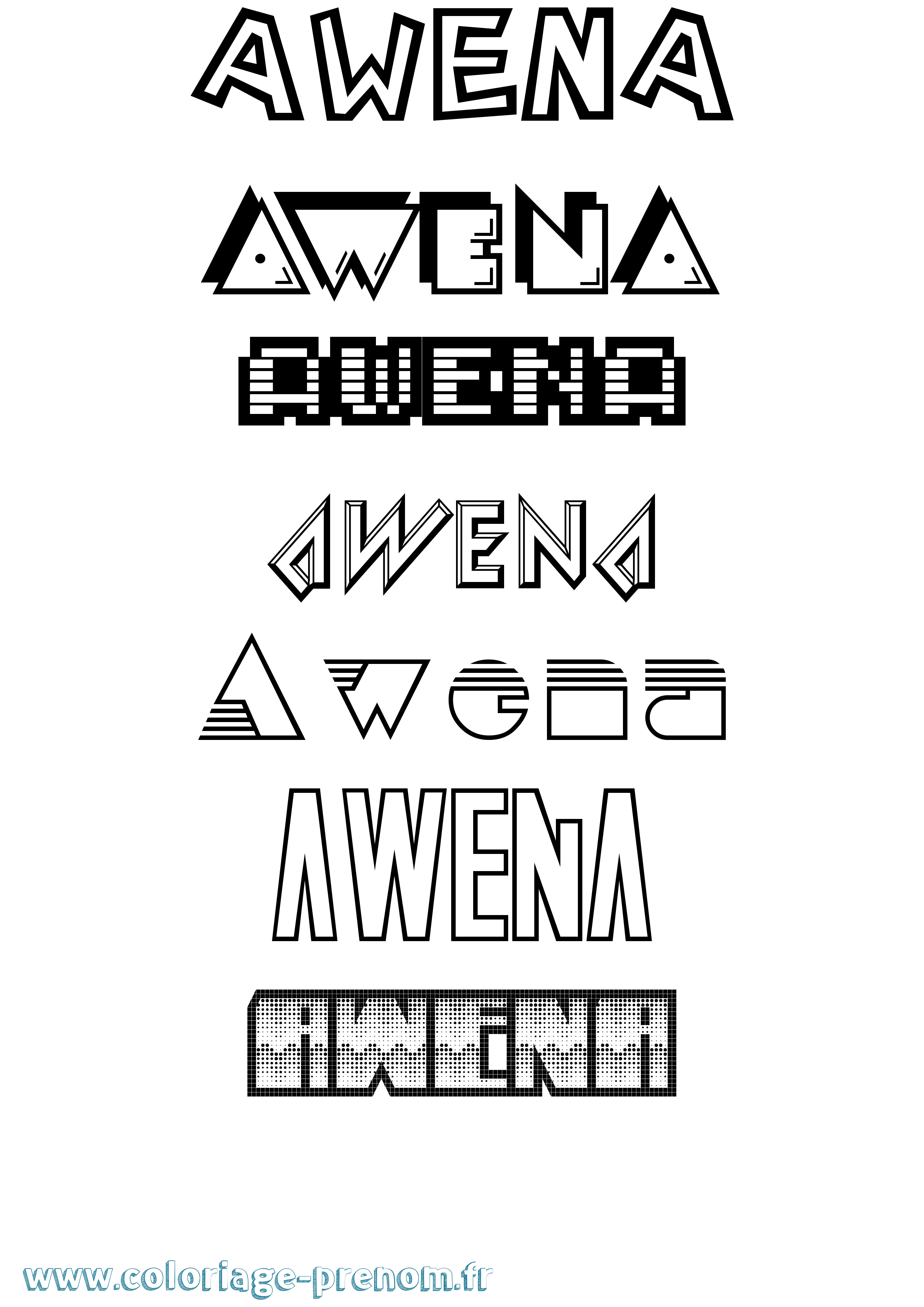 Coloriage prénom Awena Jeux Vidéos