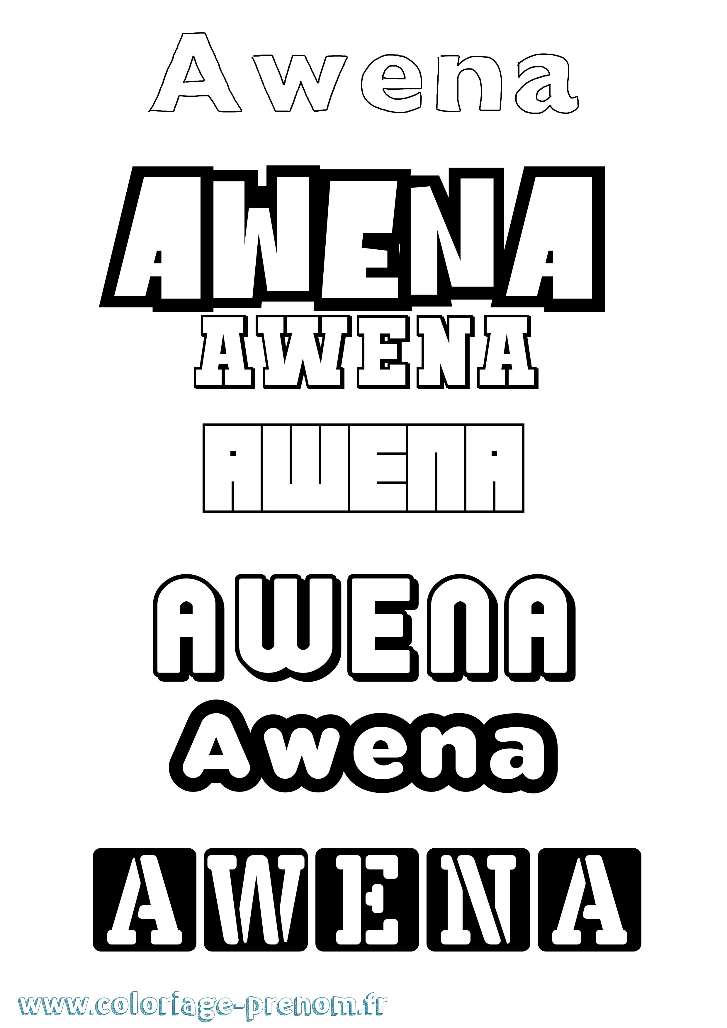 Coloriage prénom Awena Simple