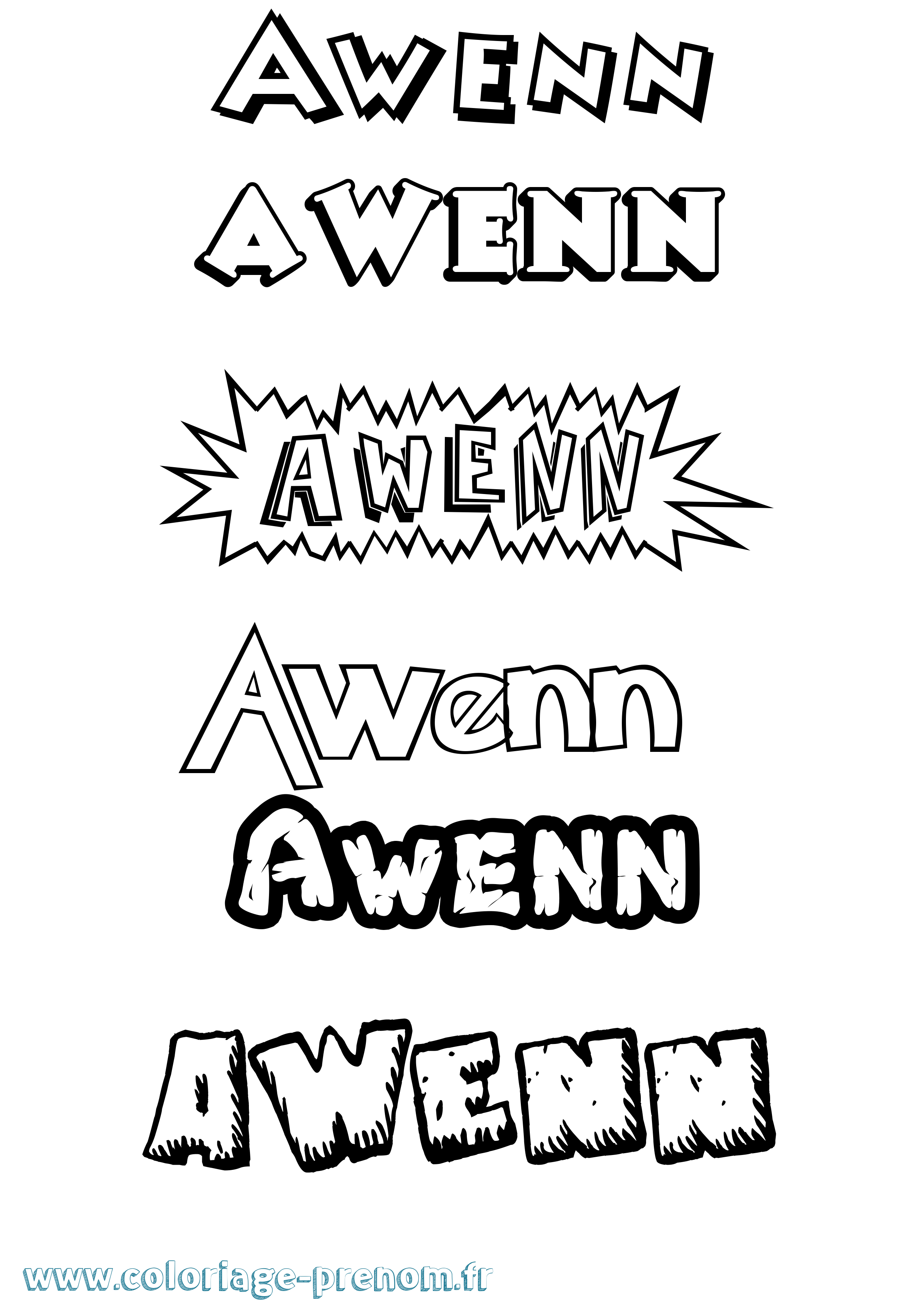 Coloriage prénom Awenn Dessin Animé