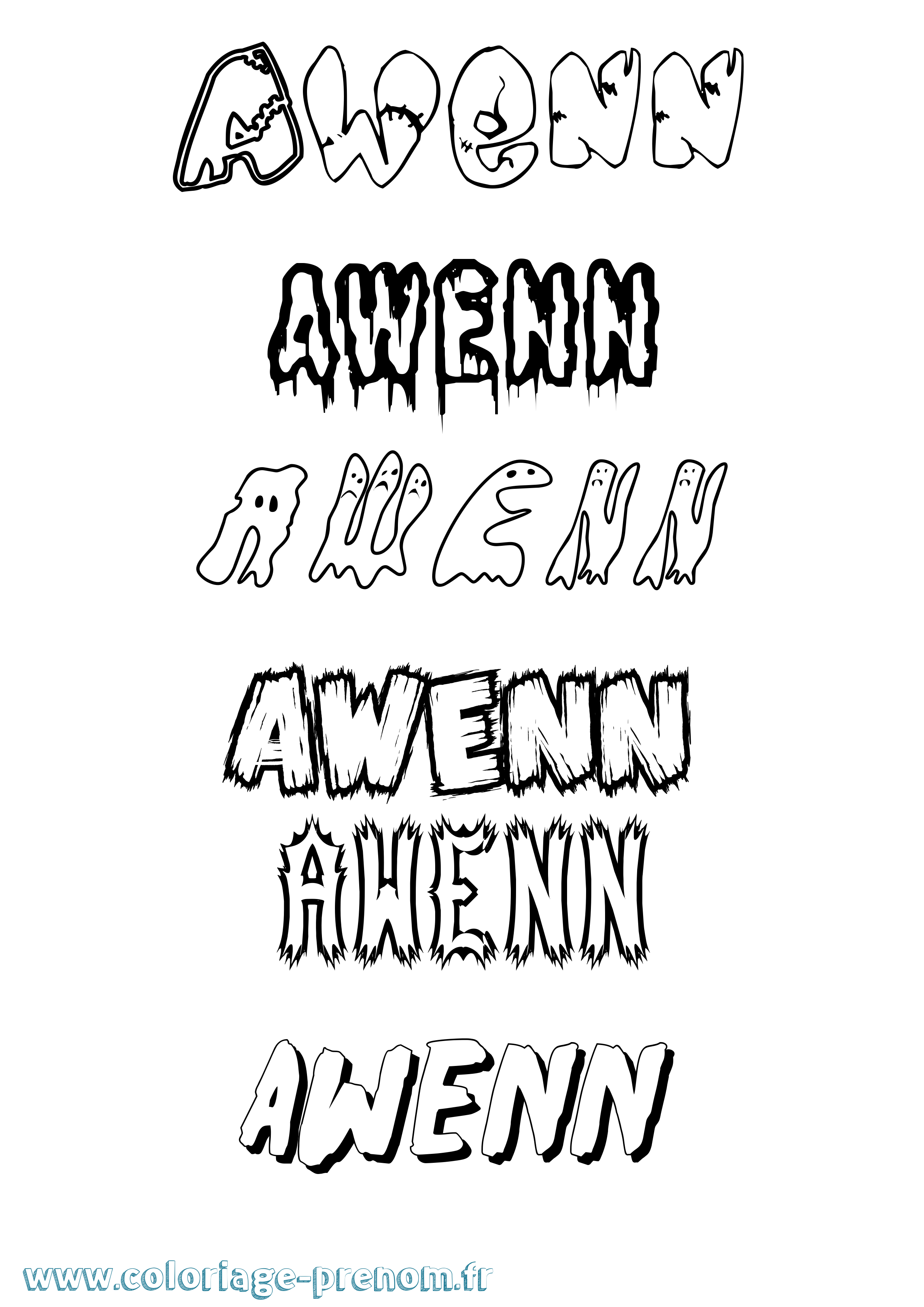 Coloriage prénom Awenn Frisson
