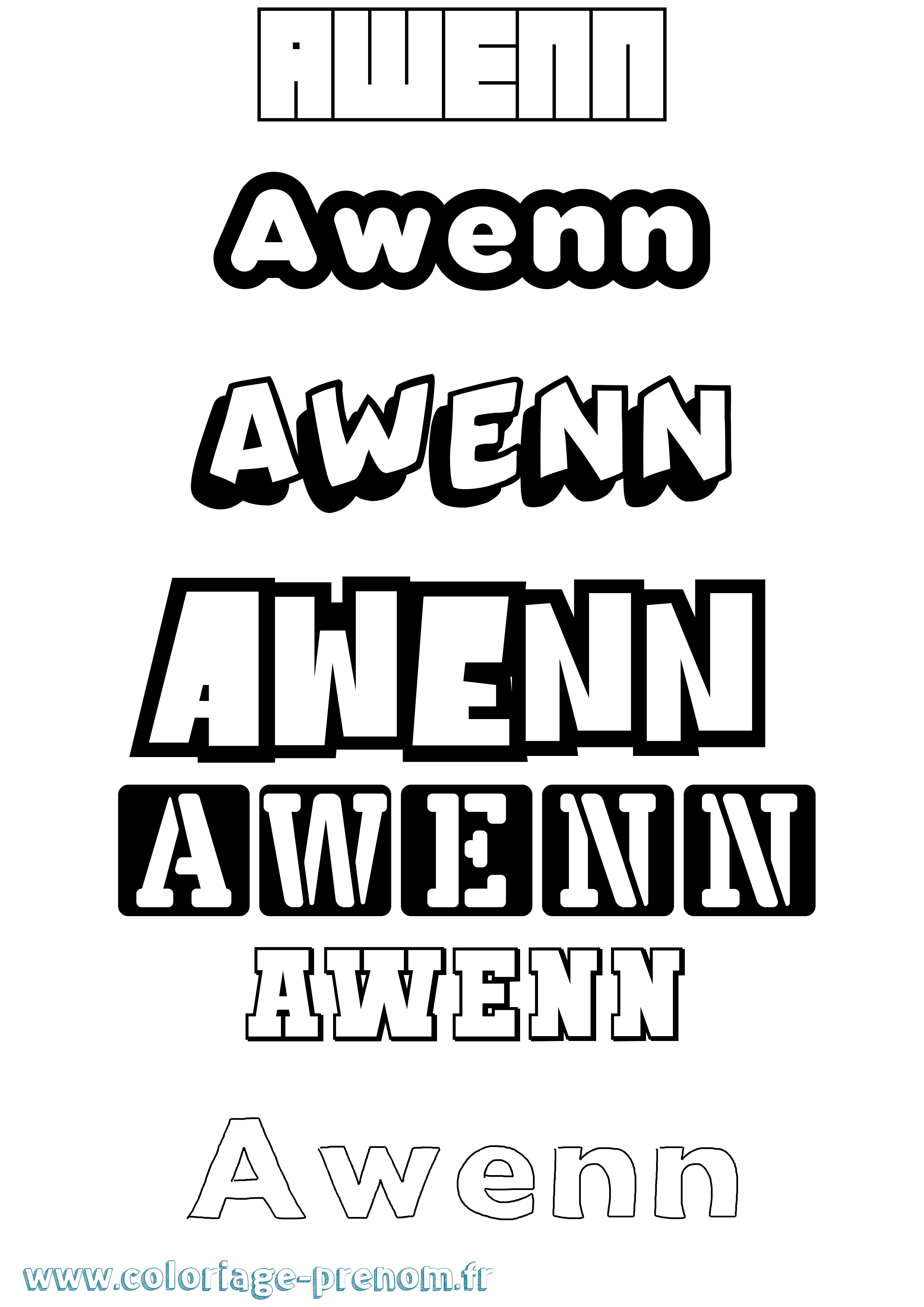 Coloriage prénom Awenn Simple