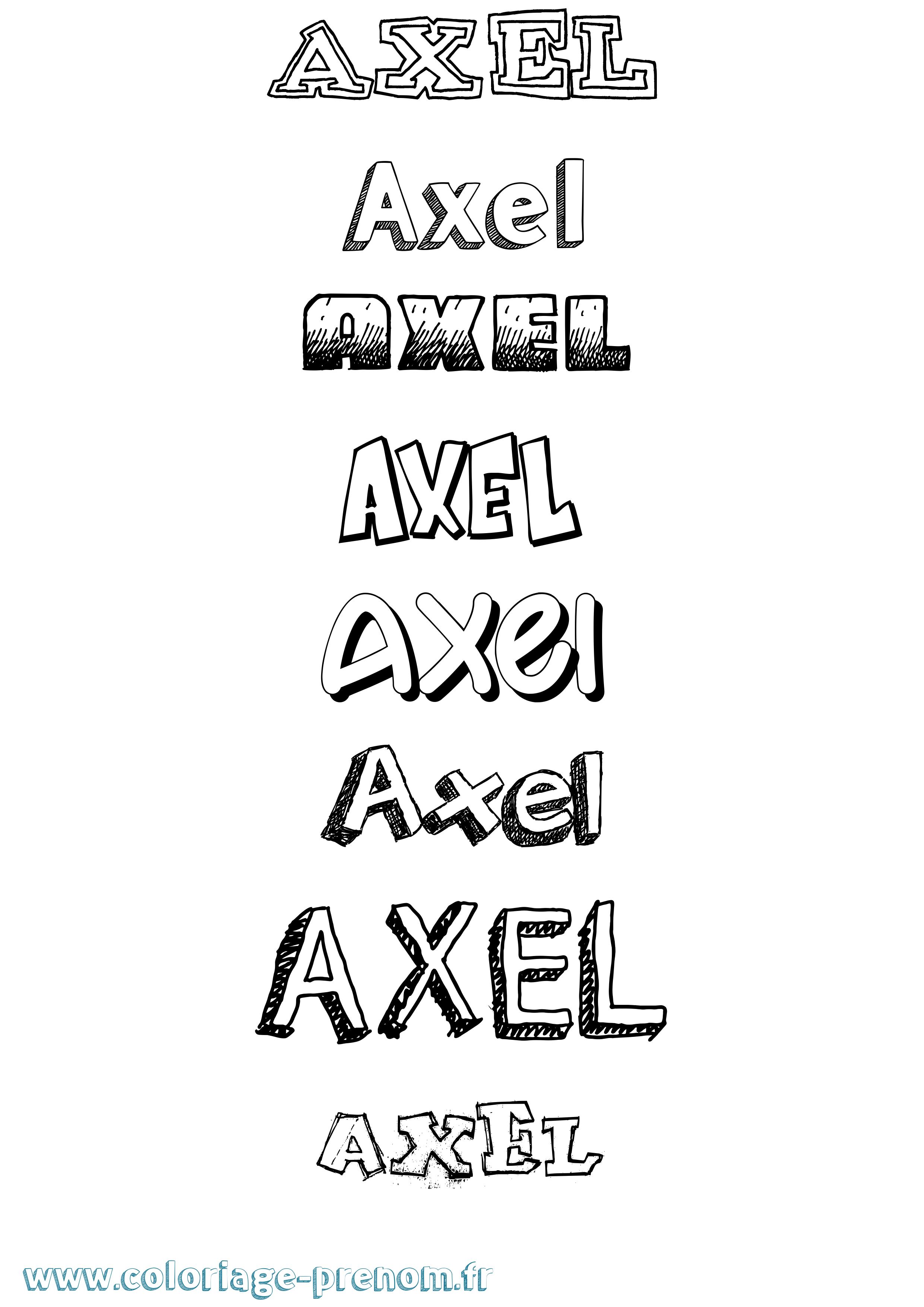 Coloriage prénom Axel Dessiné