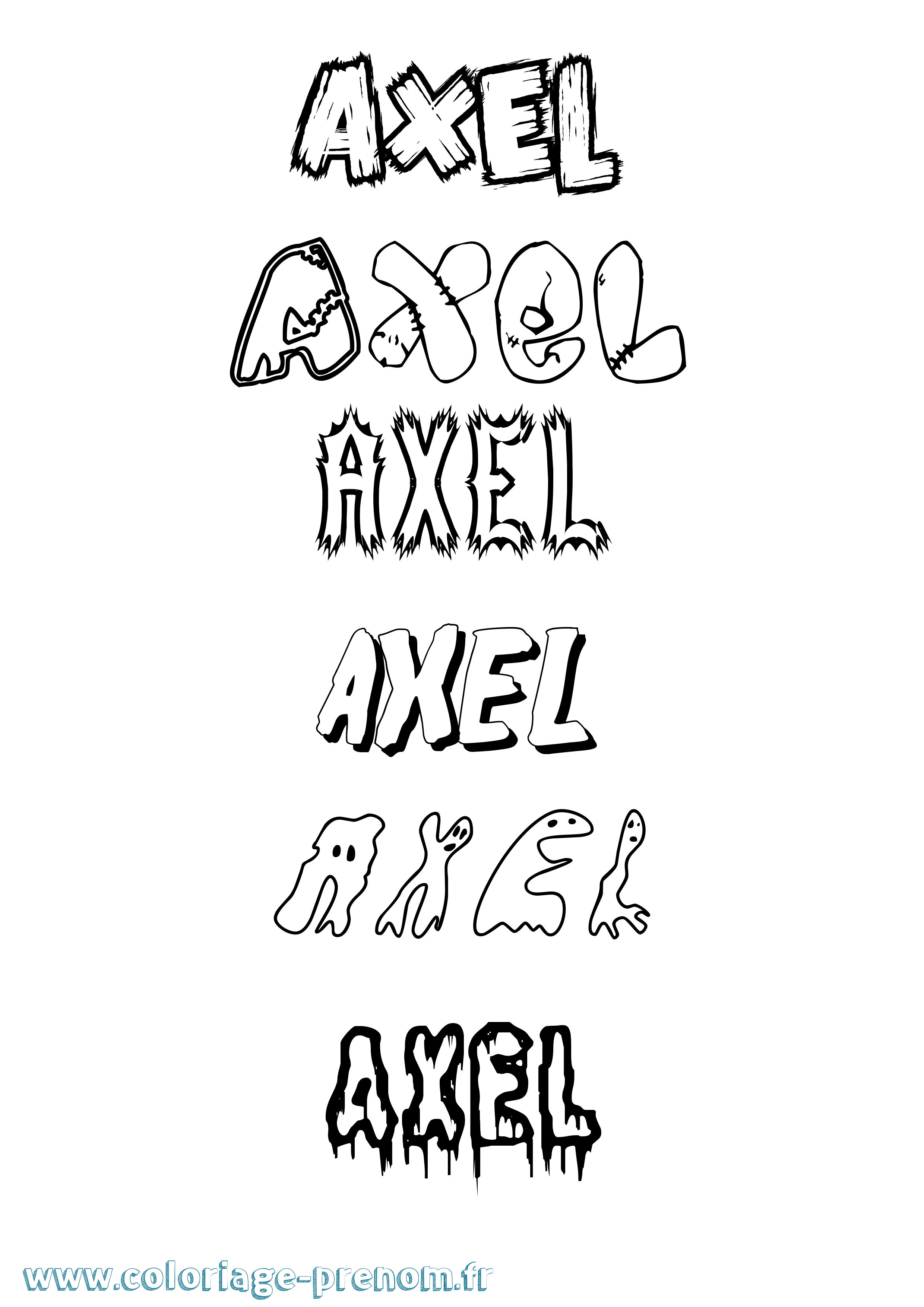 Coloriage prénom Axel Frisson