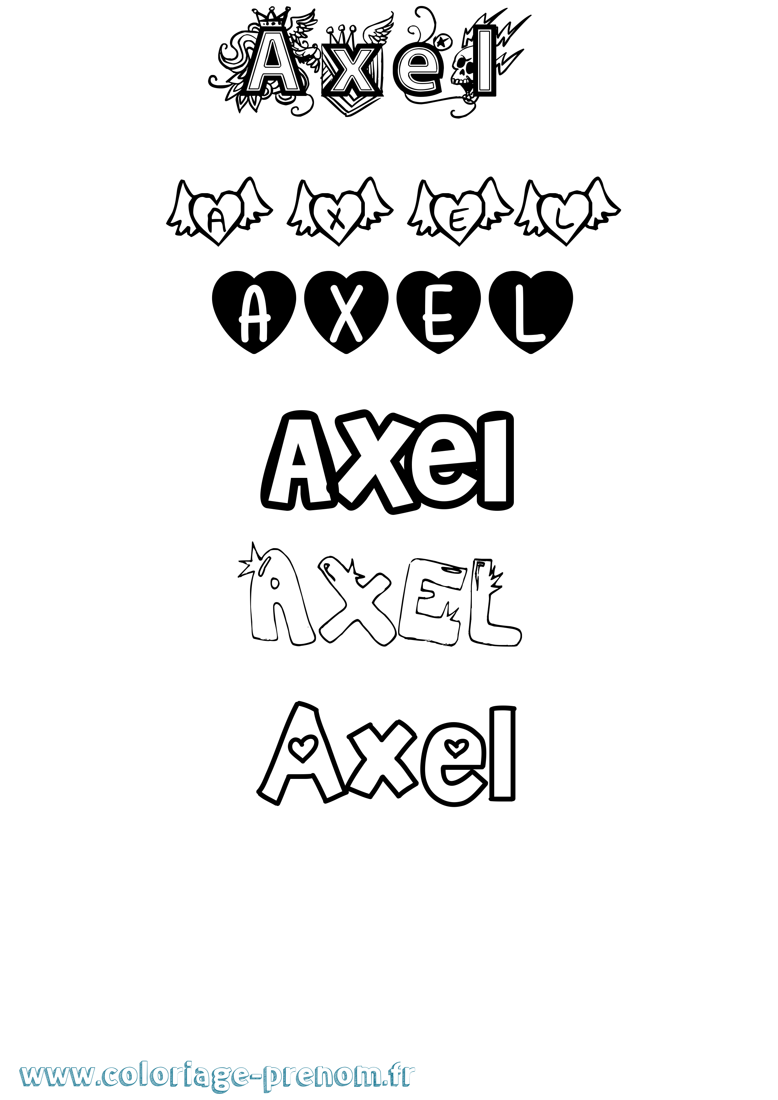 Coloriage prénom Axel Girly