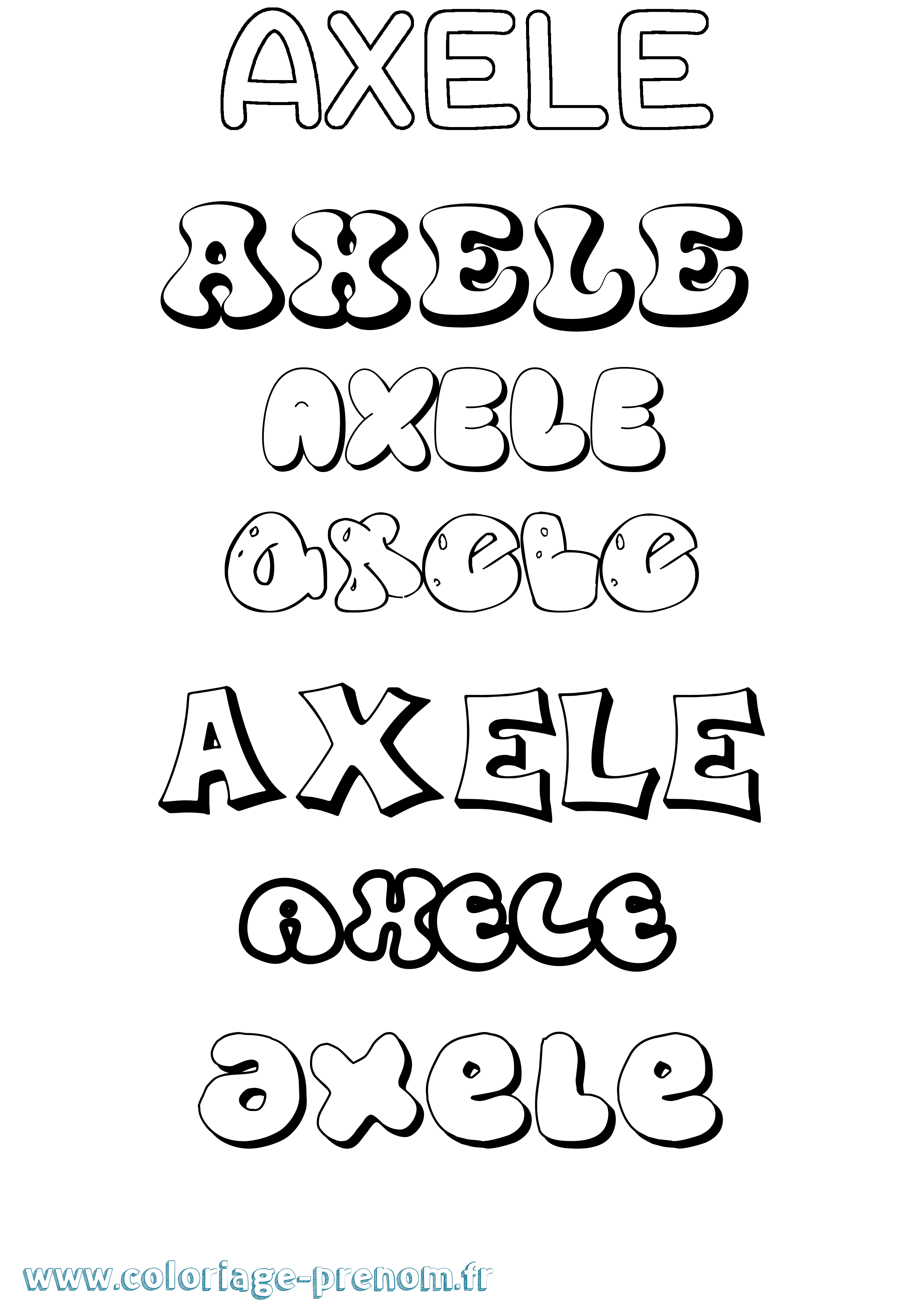Coloriage prénom Axele Bubble