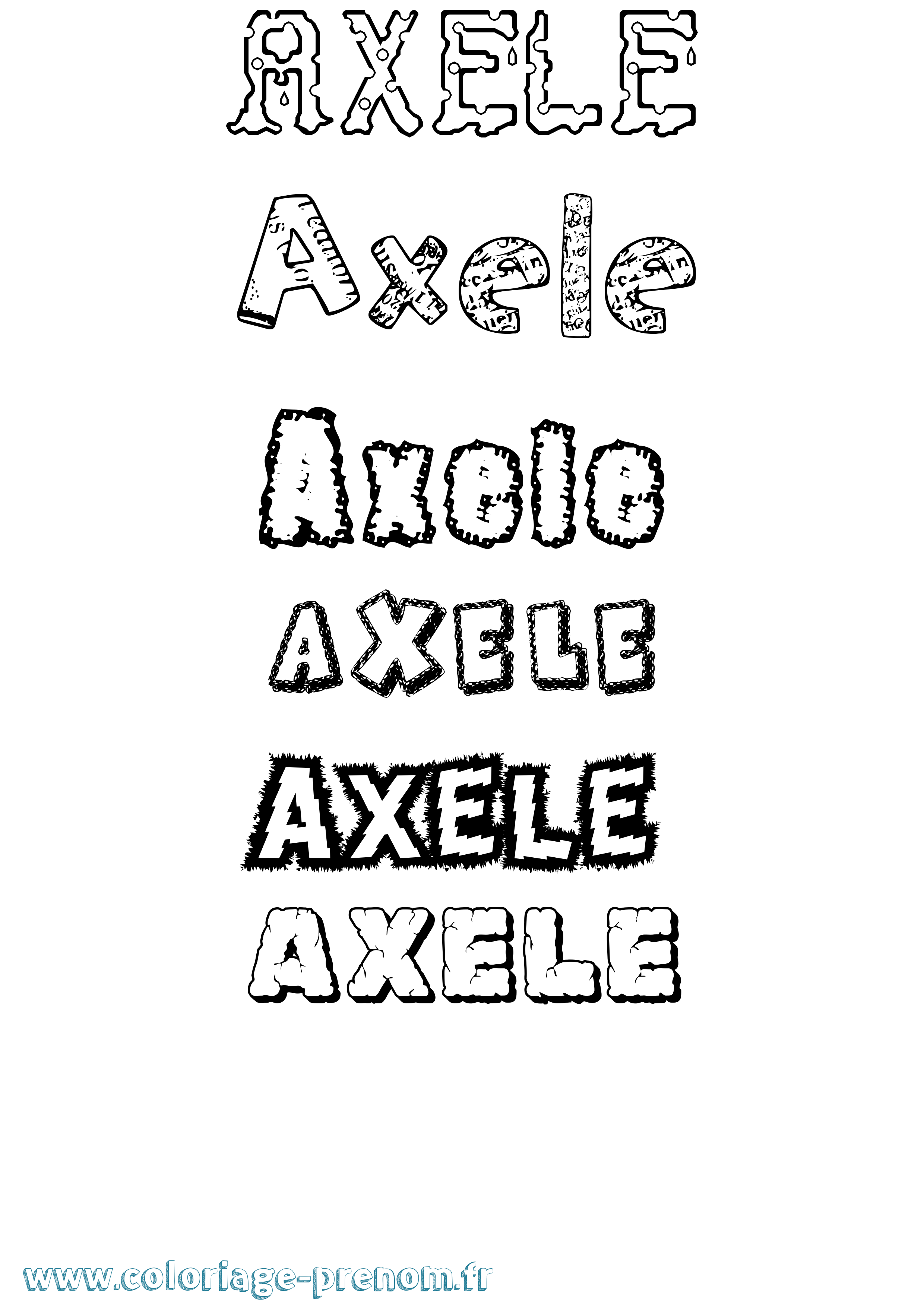 Coloriage prénom Axele Destructuré