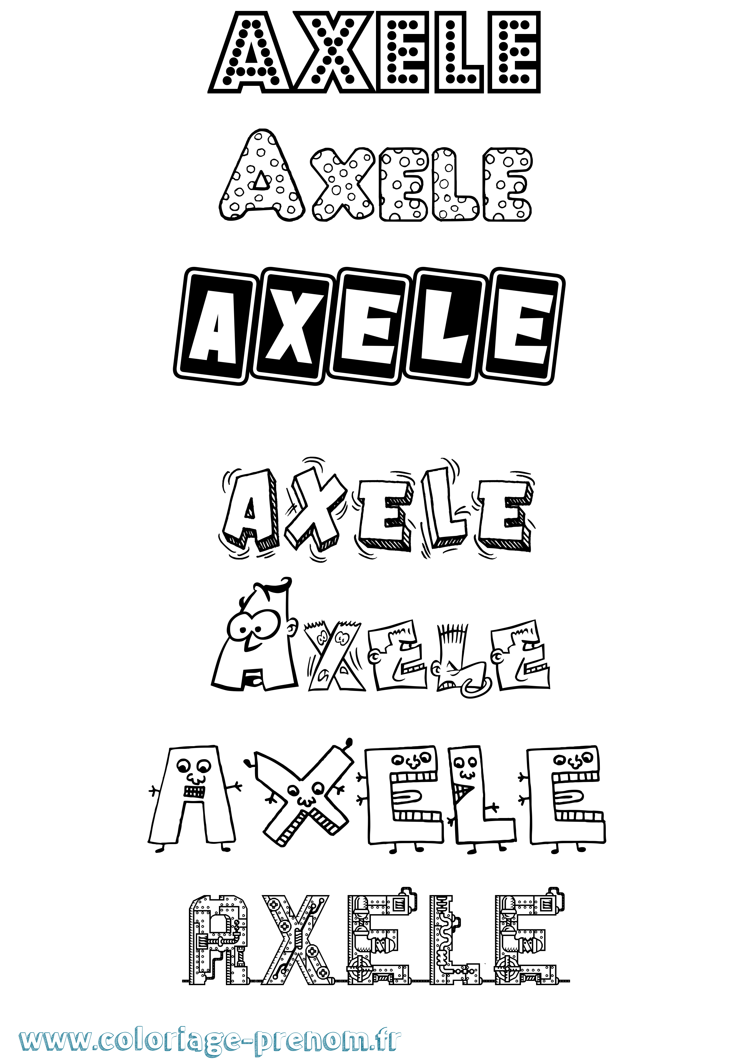 Coloriage prénom Axele Fun