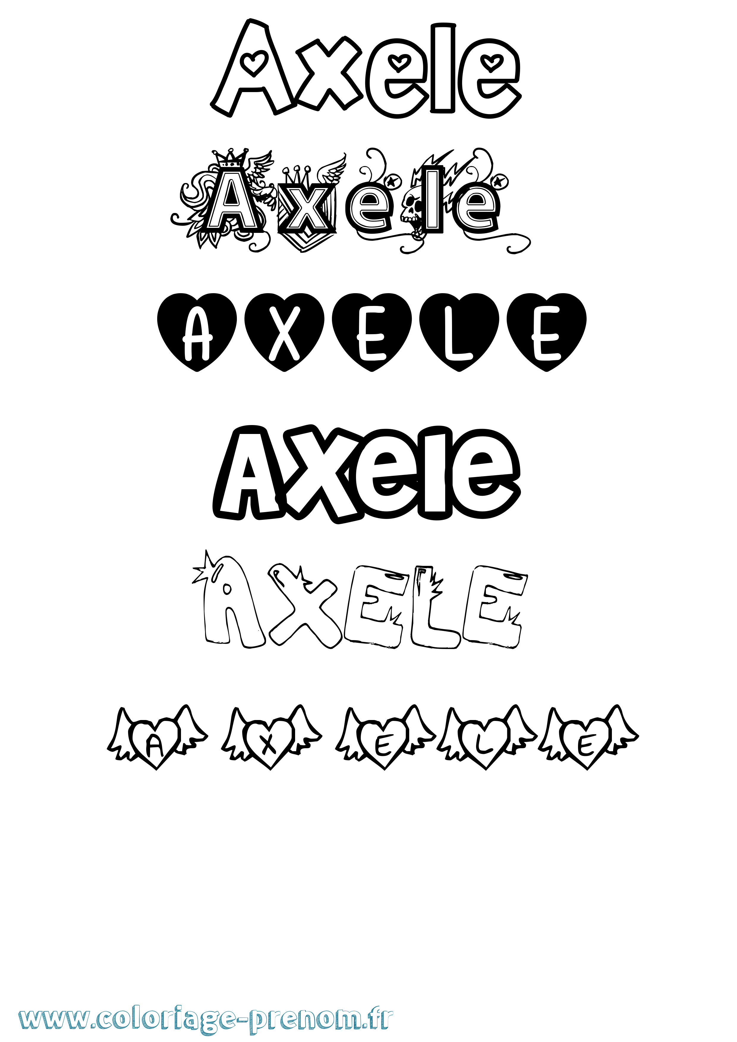 Coloriage prénom Axele Girly