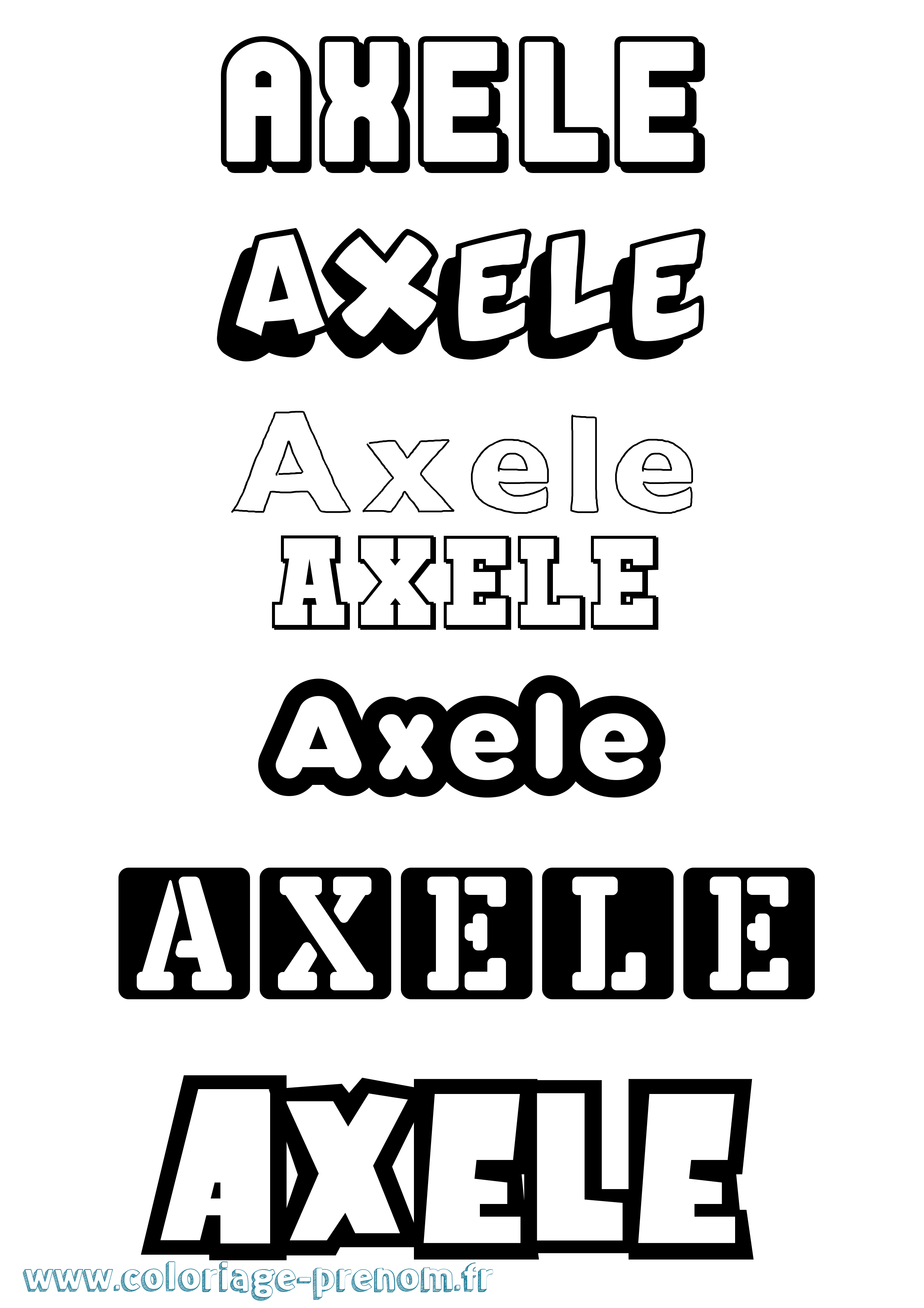 Coloriage prénom Axele Simple