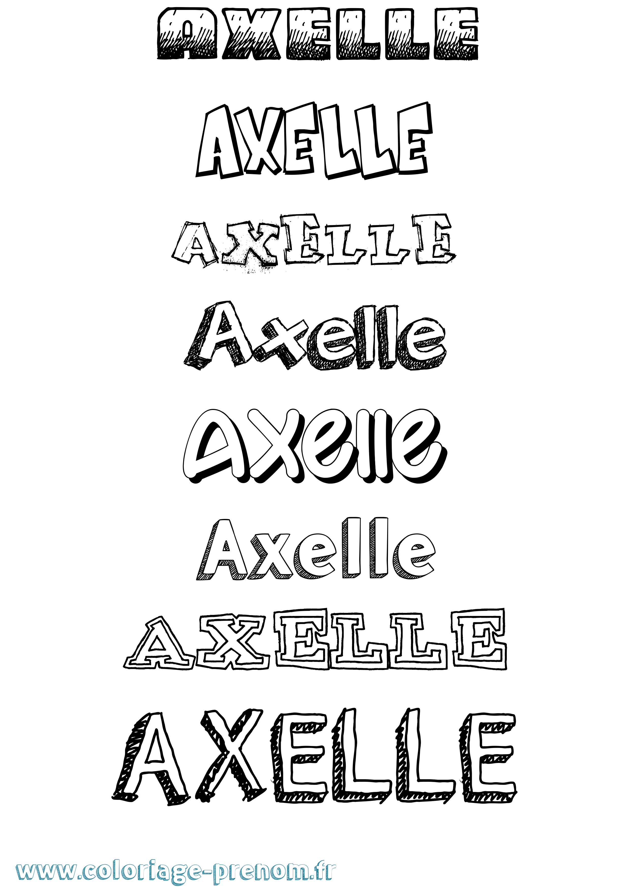 Coloriage Axelle Coloriage prénom Axelle