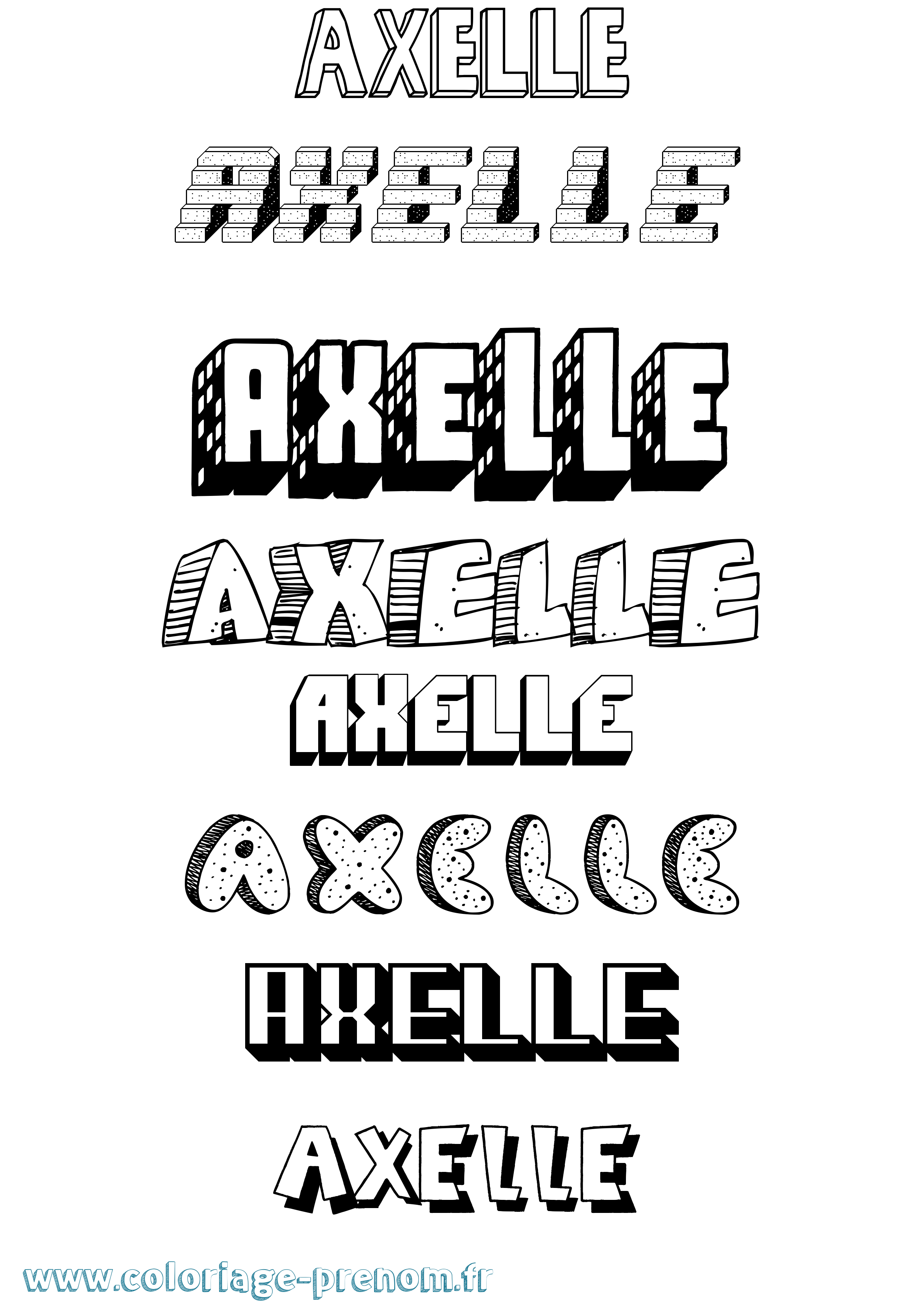 Coloriage Axelle Coloriage prénom Axelle