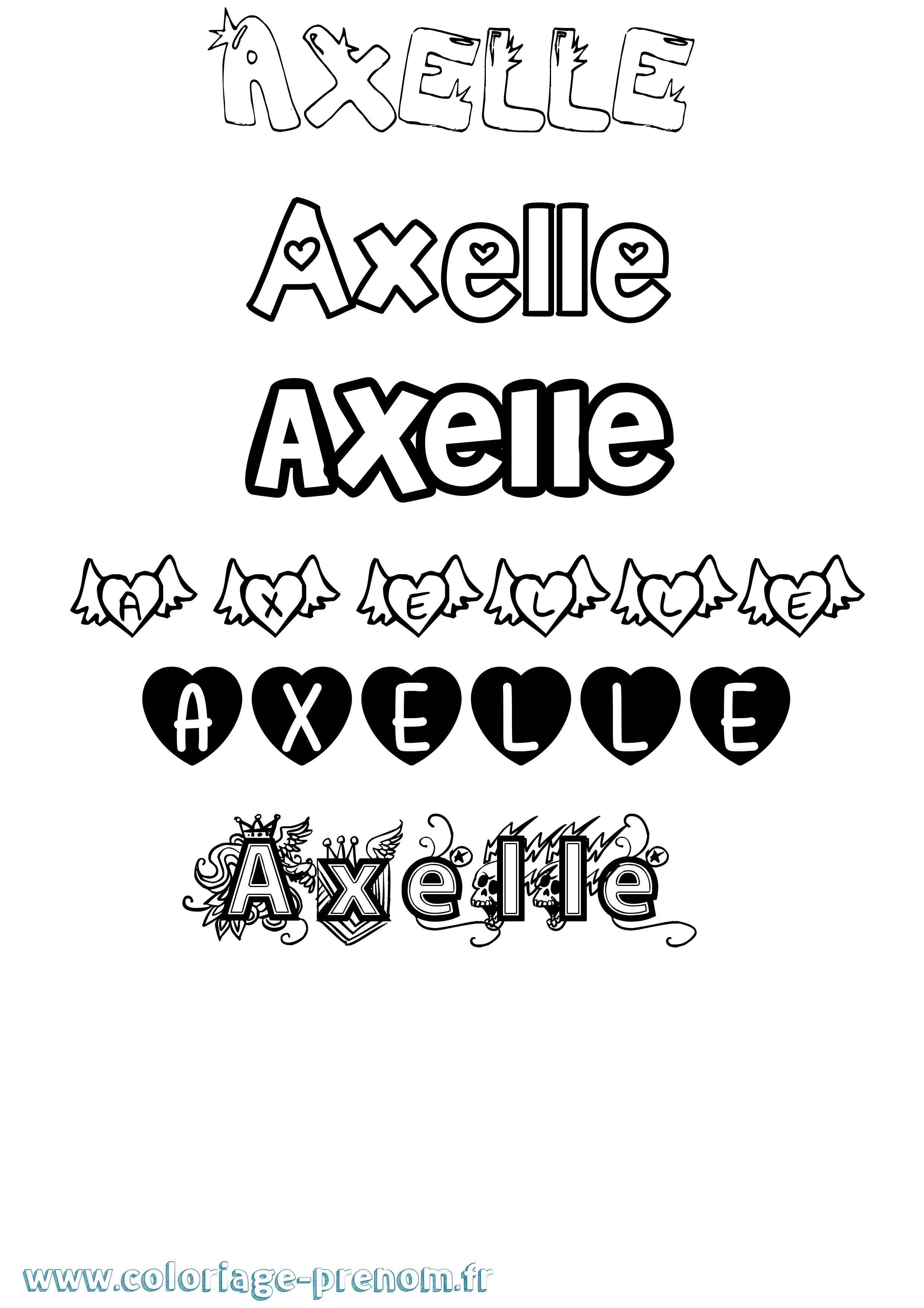 Coloriage Axelle Coloriage prénom Axelle