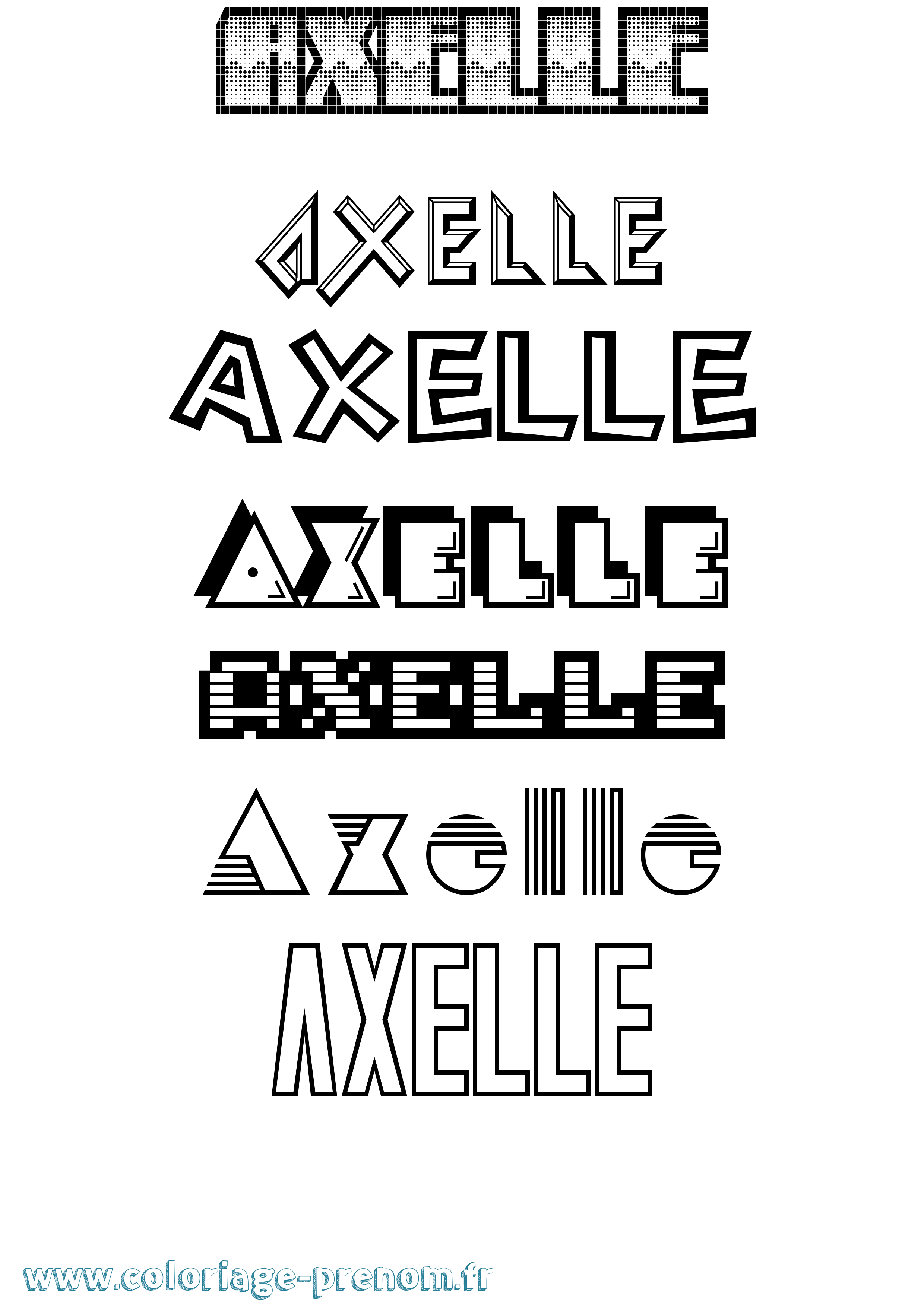 Coloriage Axelle Coloriage prénom Axelle
