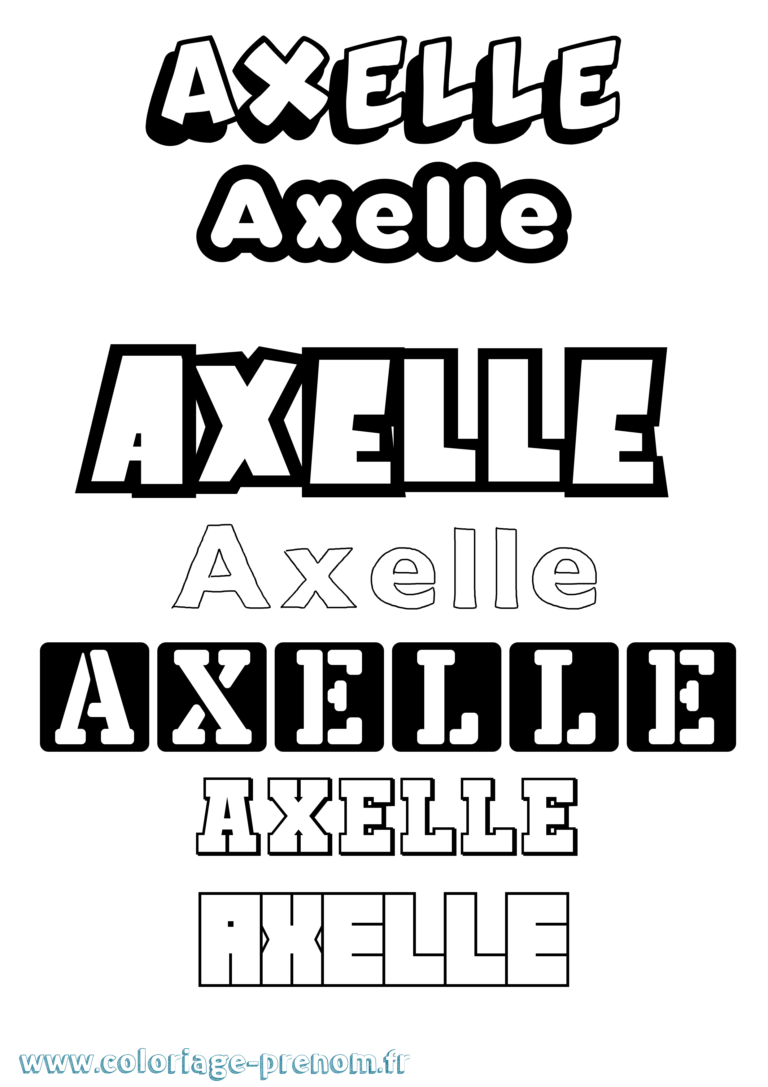 Coloriage Axelle Coloriage prénom Axelle