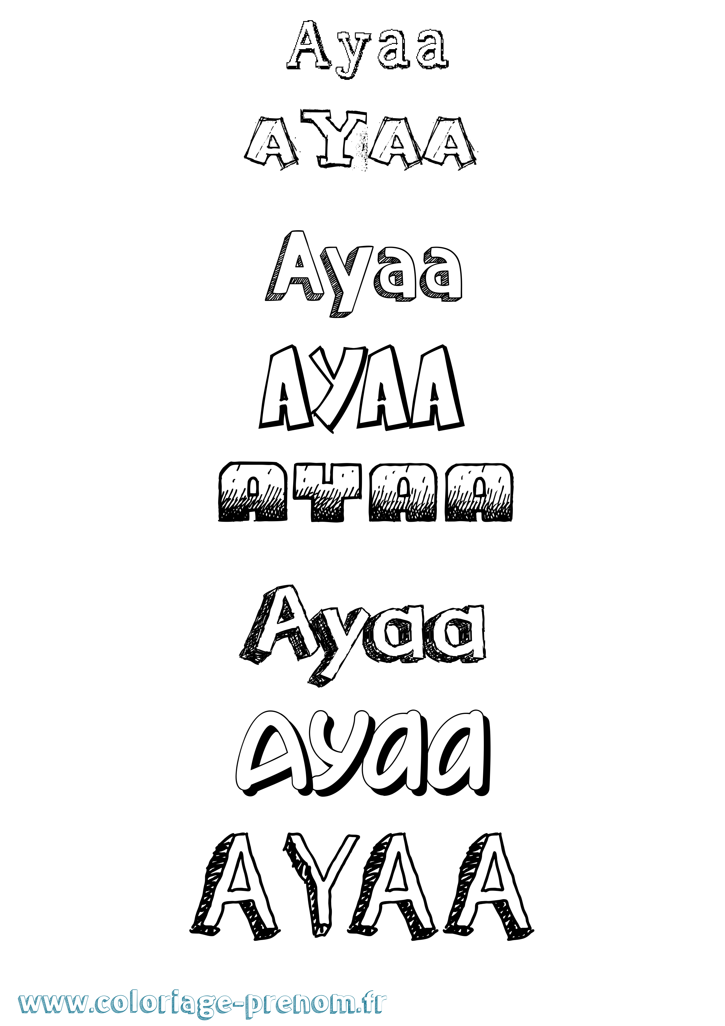Coloriage prénom Ayaa Dessiné