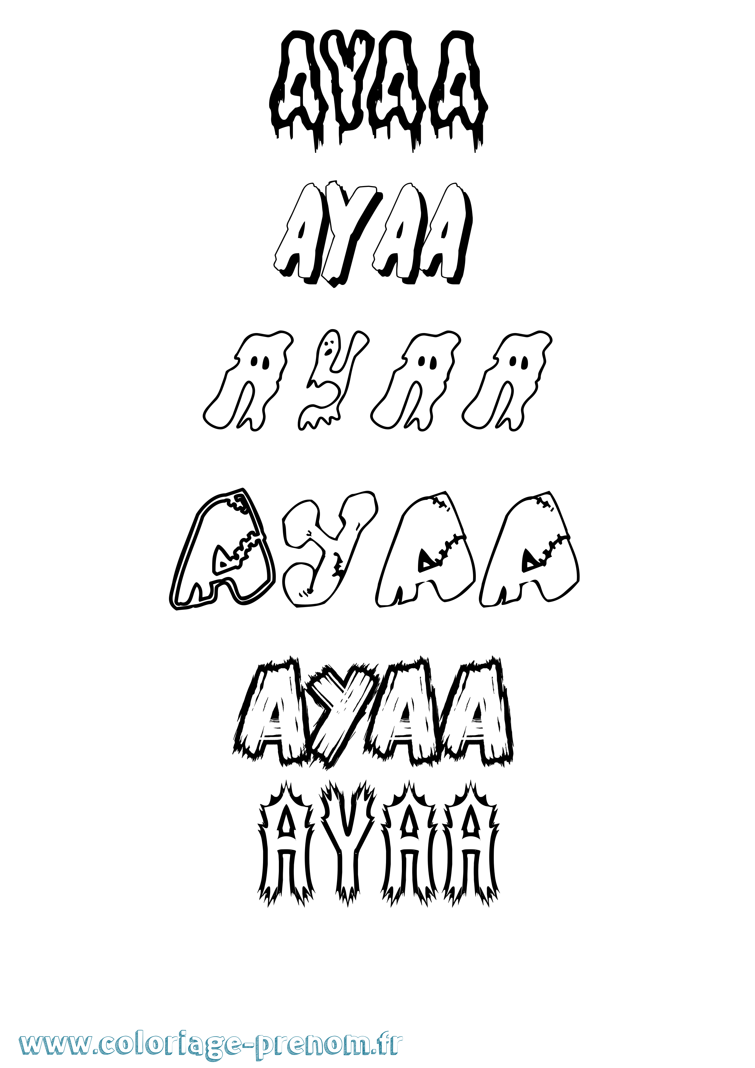 Coloriage prénom Ayaa Frisson