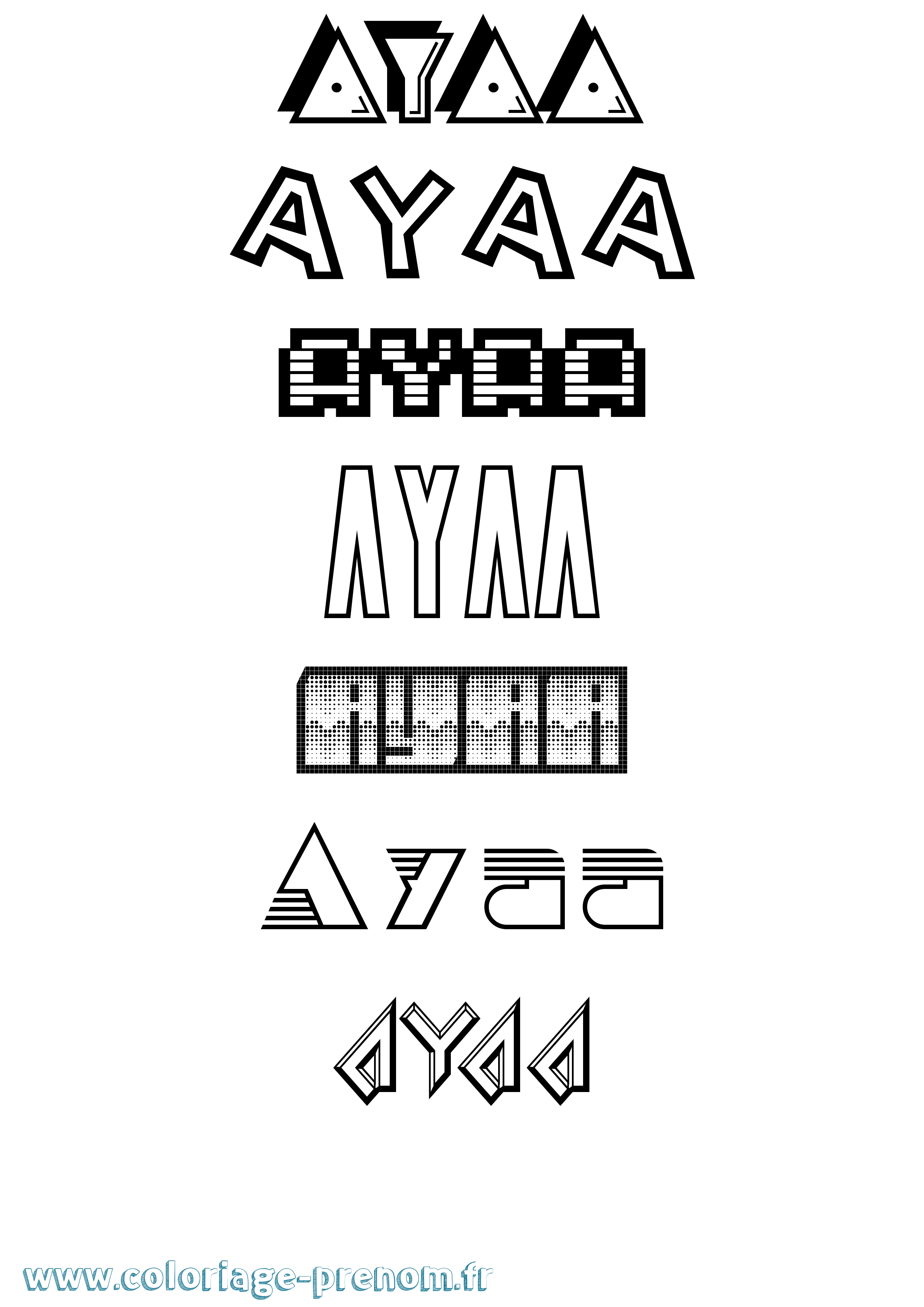 Coloriage prénom Ayaa Jeux Vidéos