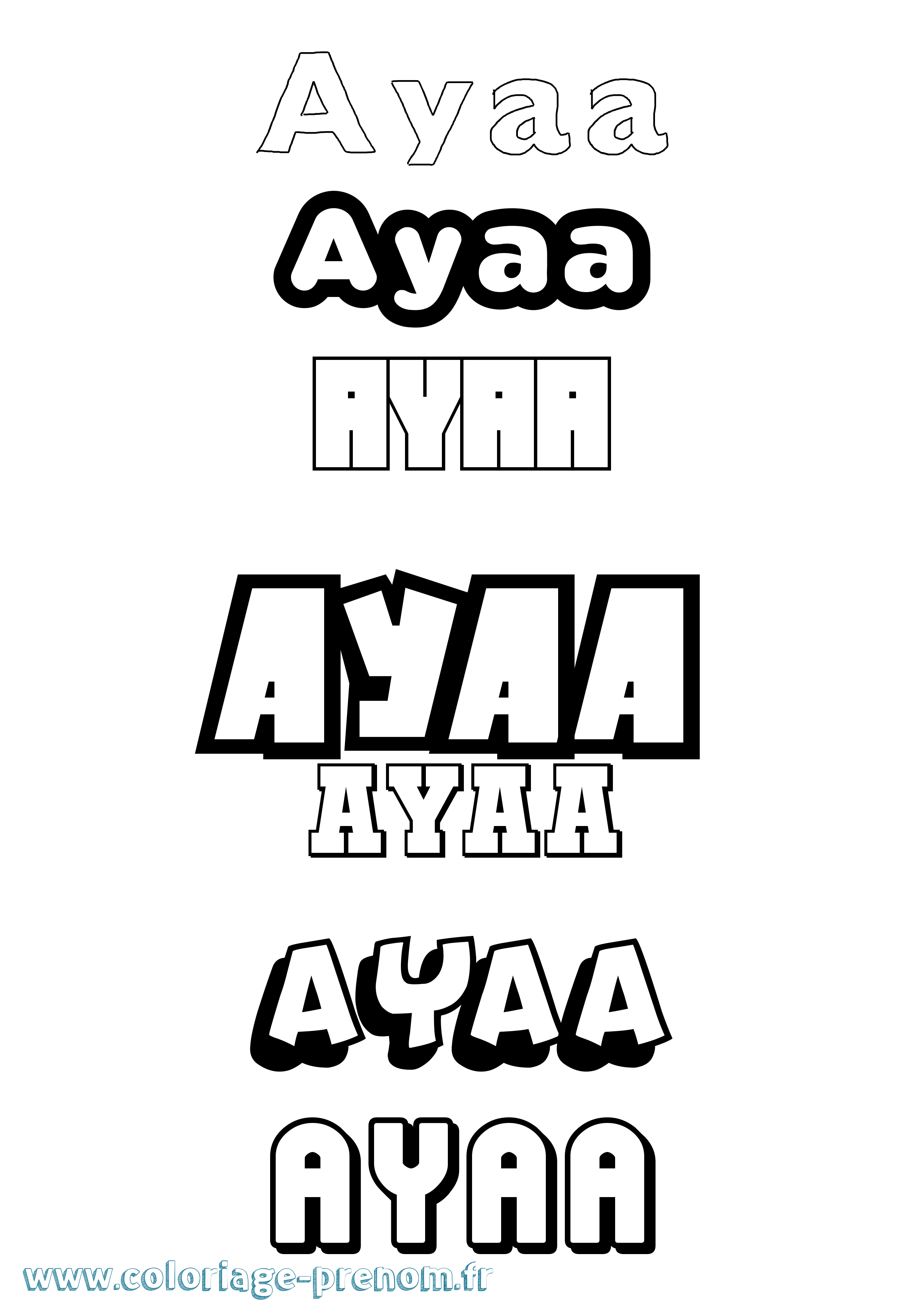 Coloriage prénom Ayaa Simple