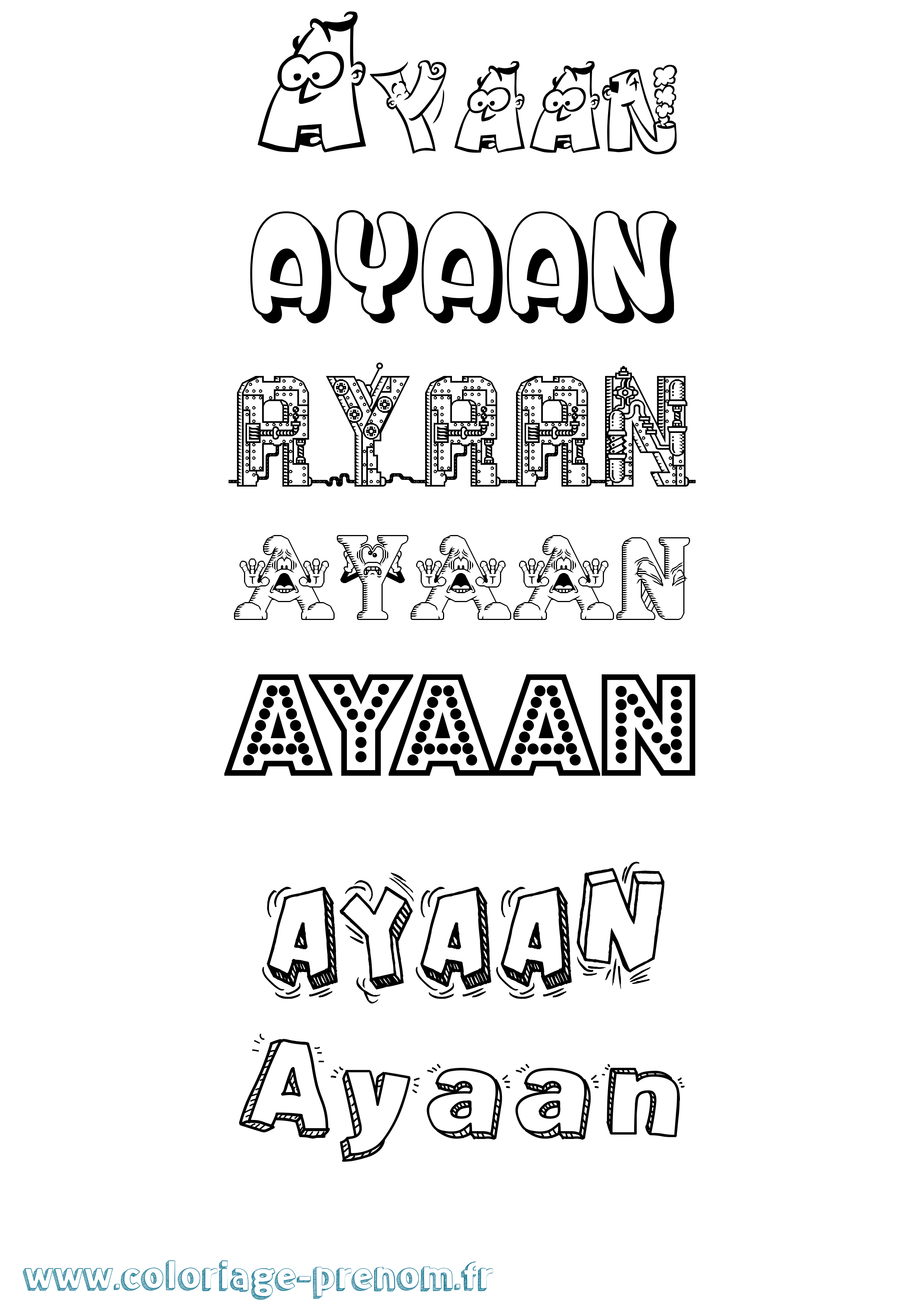 Coloriage prénom Ayaan