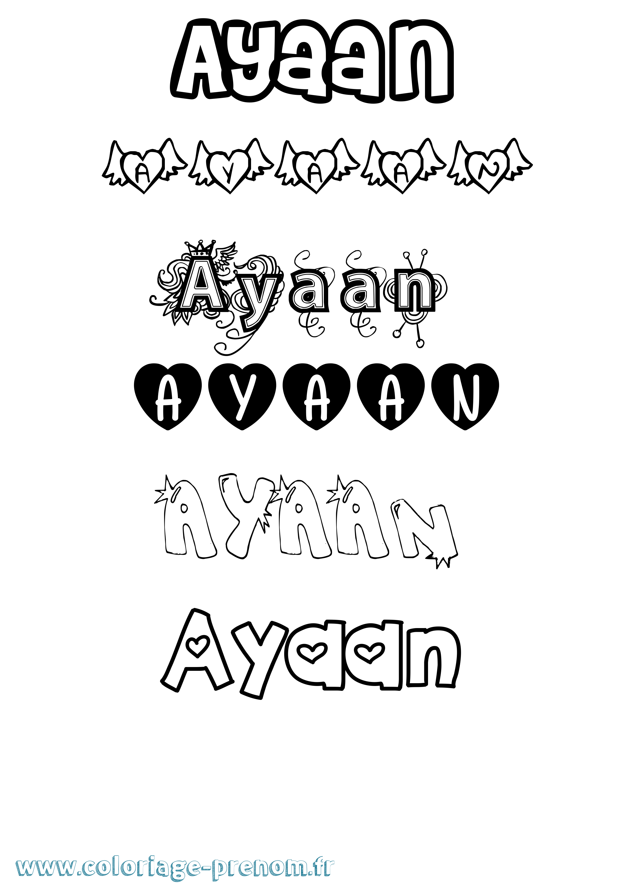 Coloriage prénom Ayaan