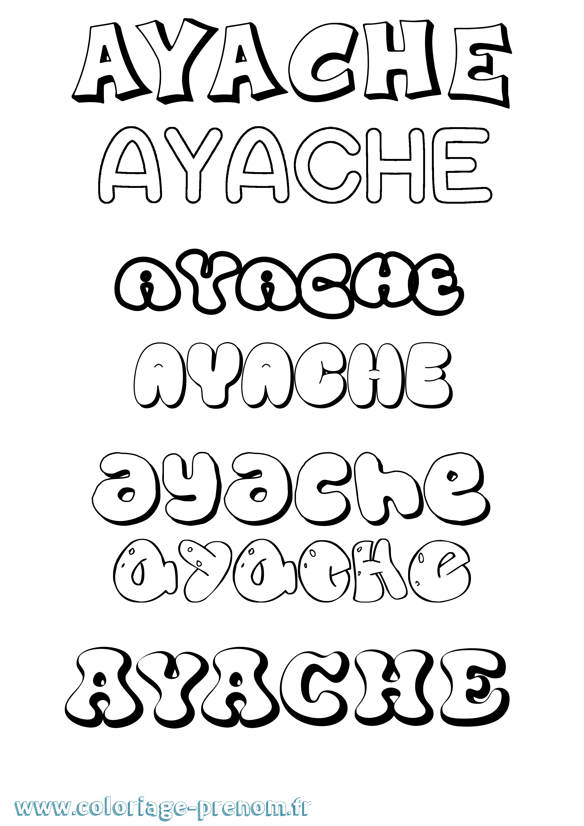 Coloriage Ayache Bubble Coloriage prénom Ayache Bubble