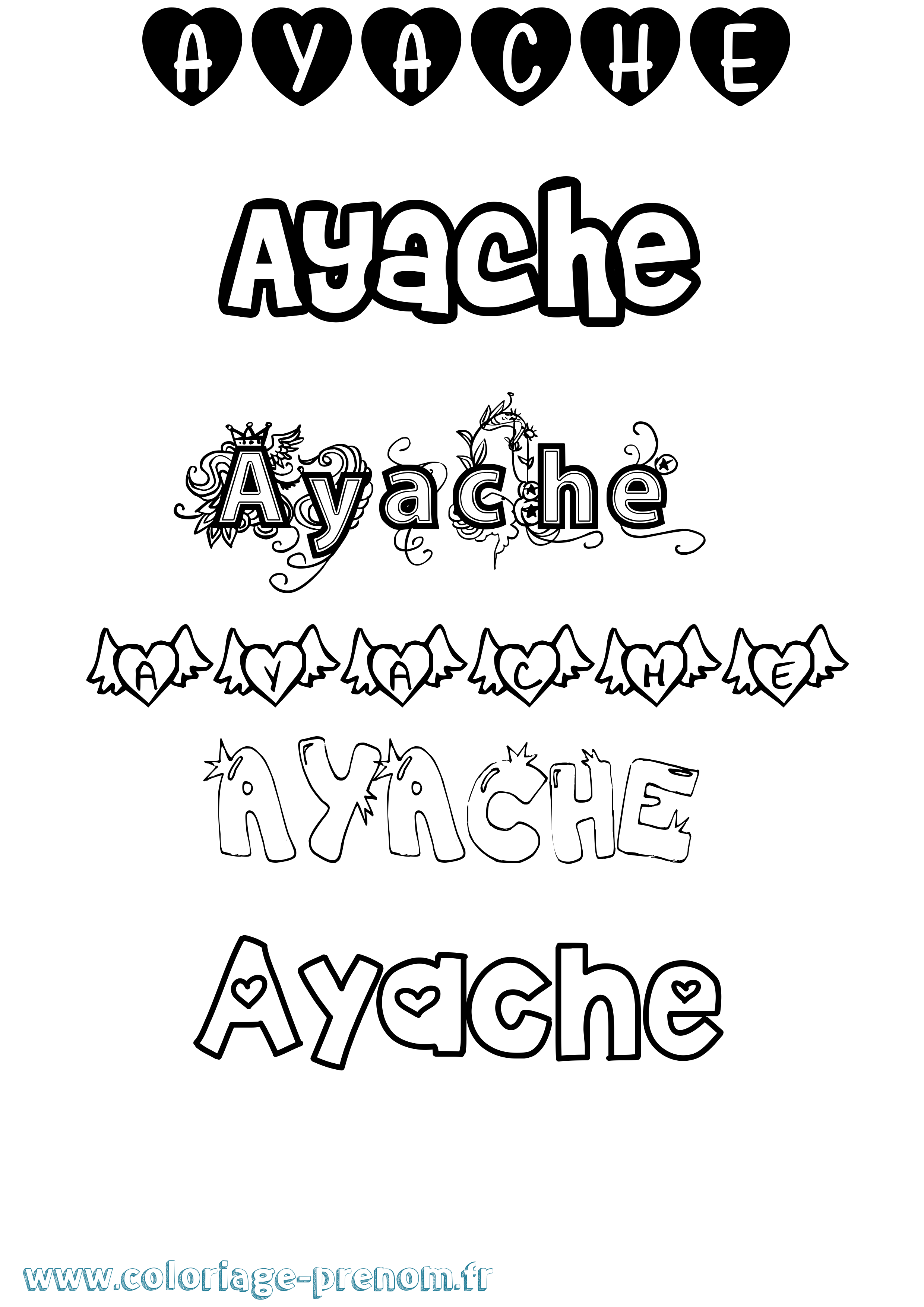 Coloriage Ayache Girly Coloriage prénom Ayache Girly