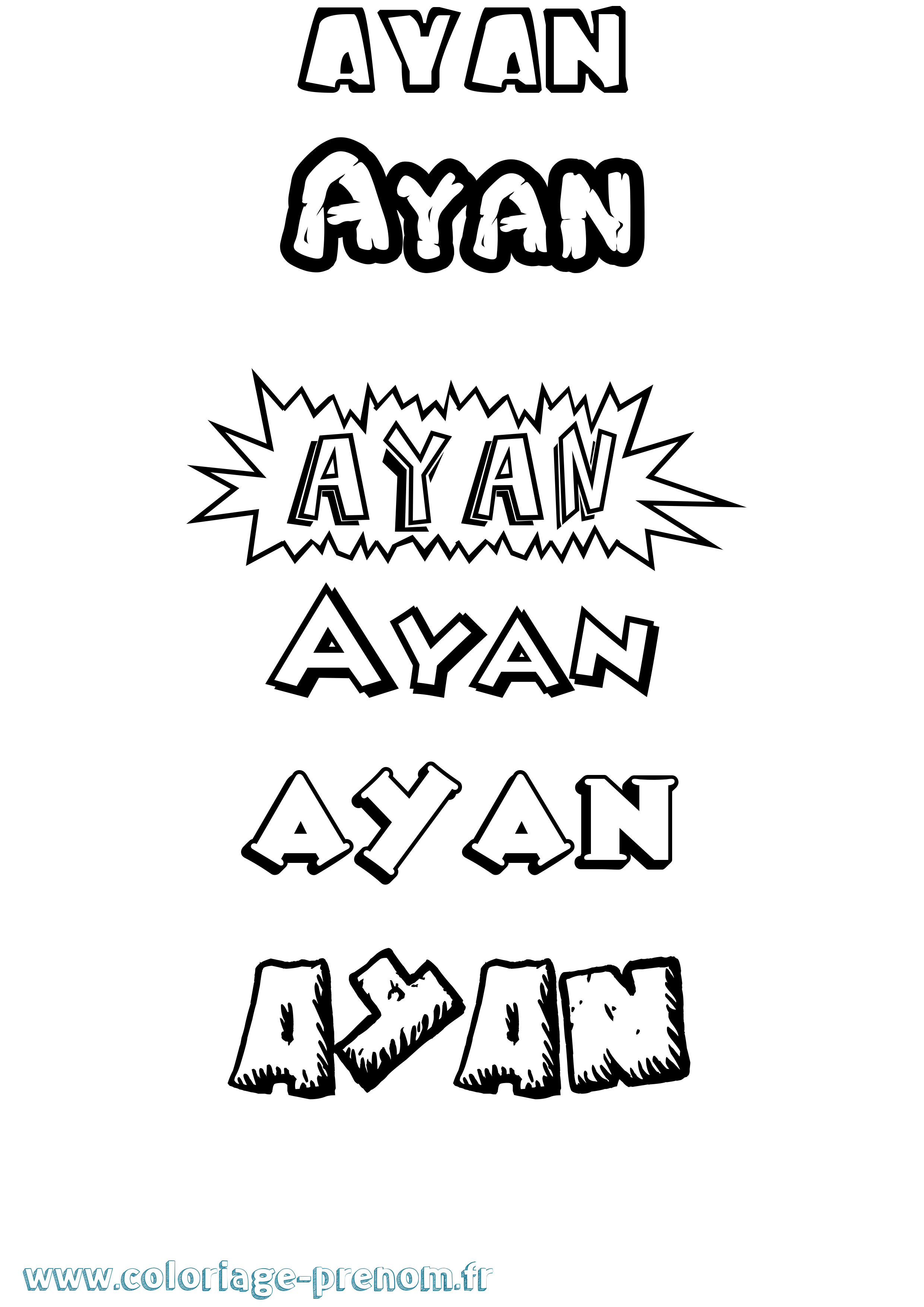Coloriage prénom Ayan Dessin Animé