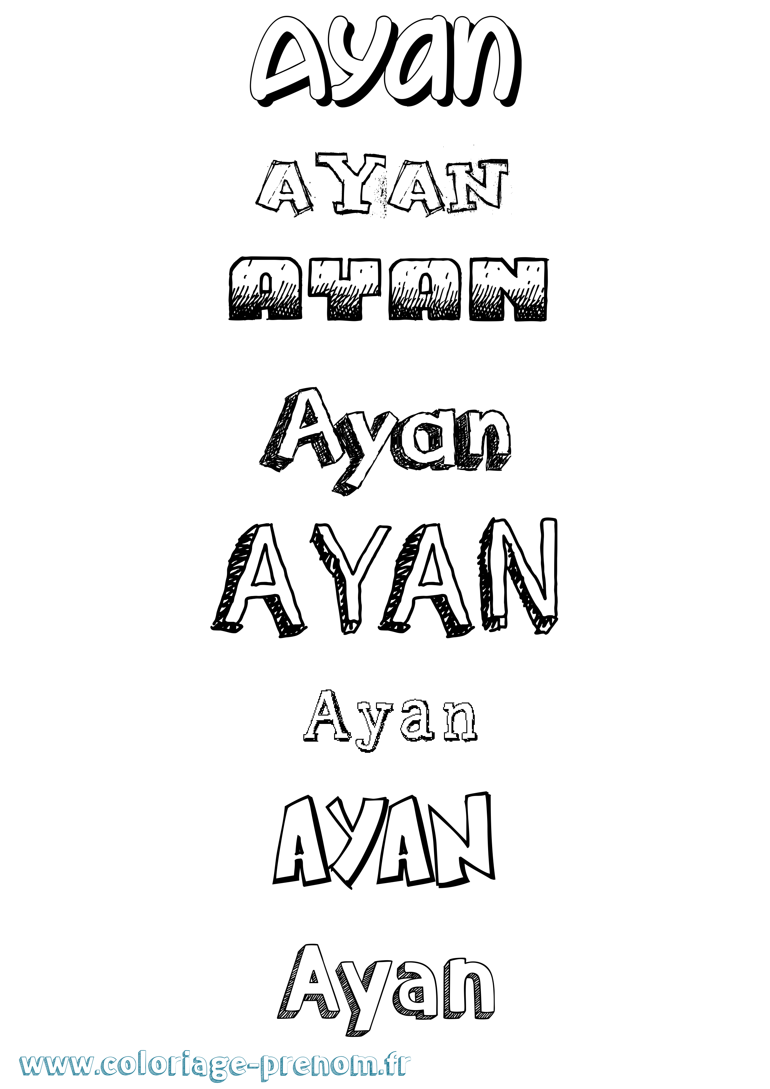 Coloriage prénom Ayan Dessiné