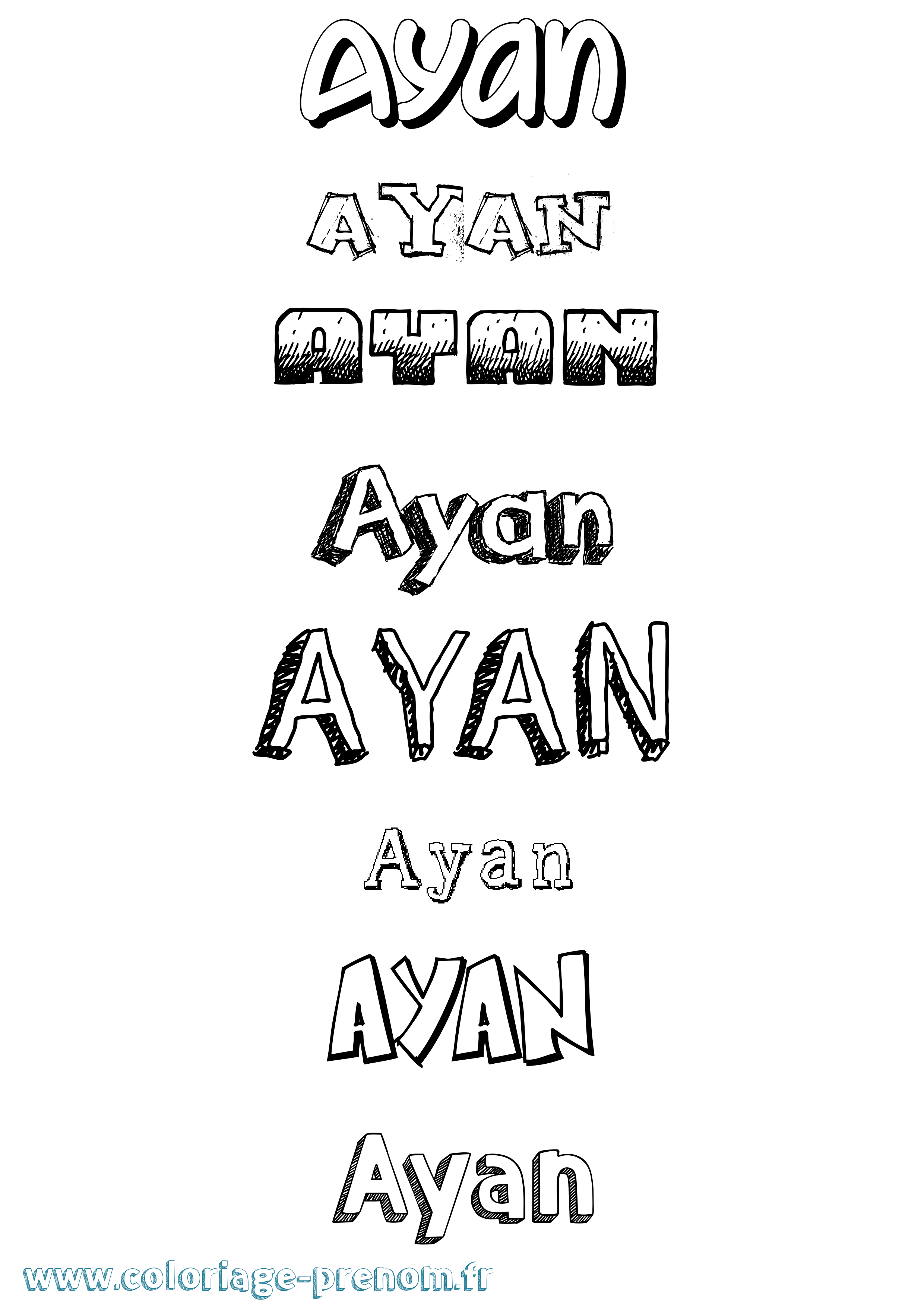Coloriage Ayan Dessiné Coloriage prénom Ayan Dessiné