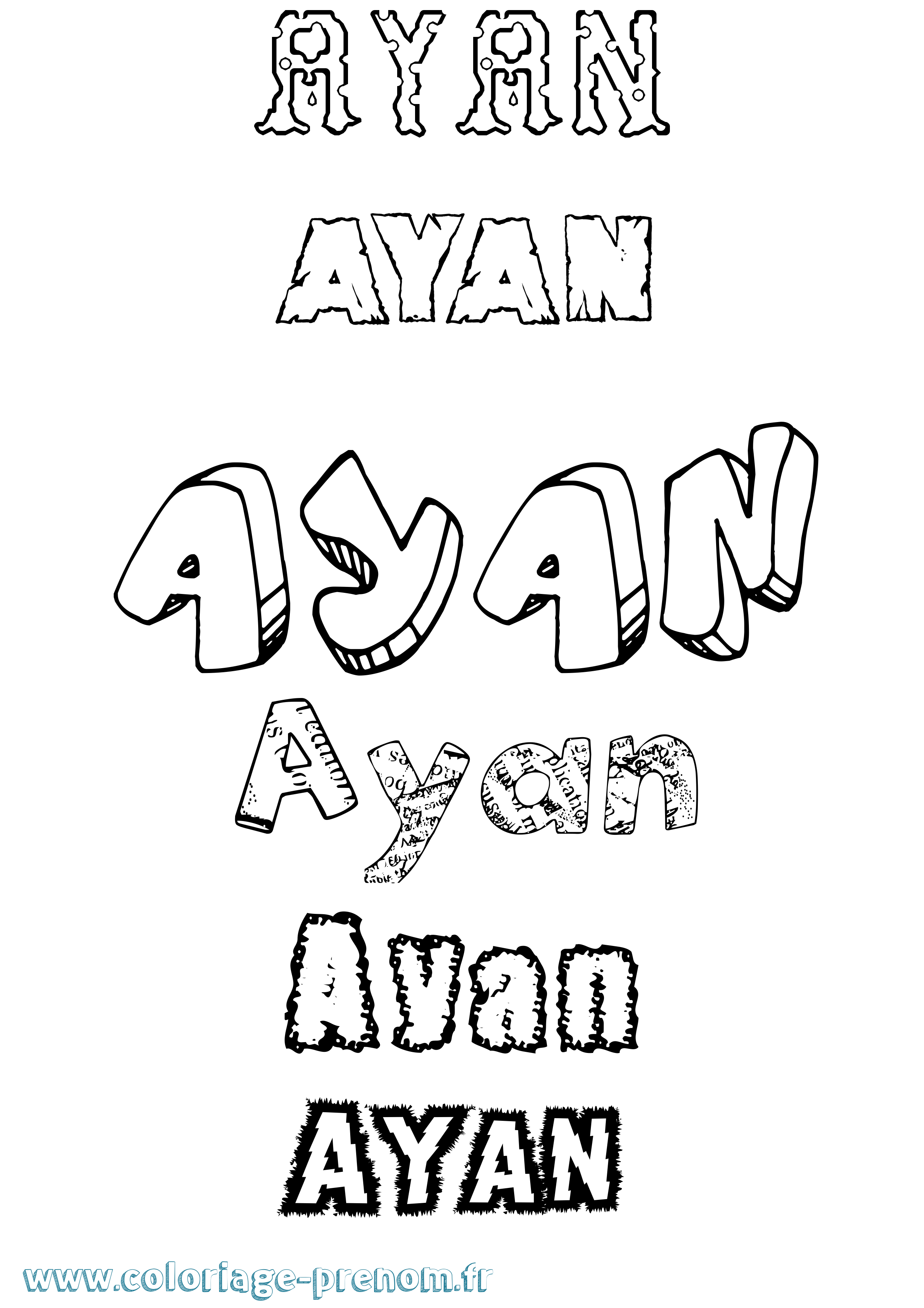 Coloriage Ayan Destructuré Coloriage prénom Ayan Destructuré