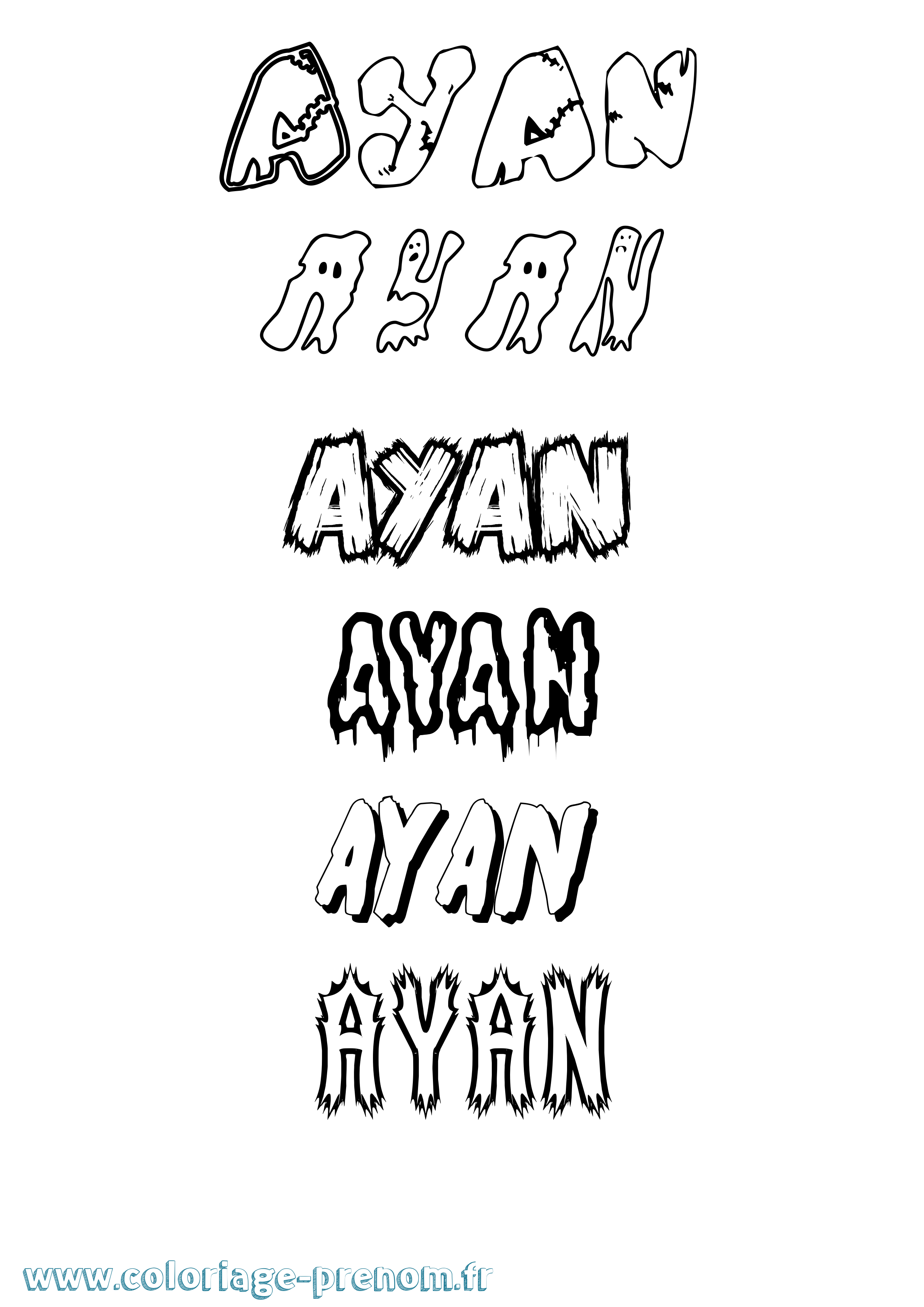 Coloriage Ayan Frisson Coloriage prénom Ayan Frisson