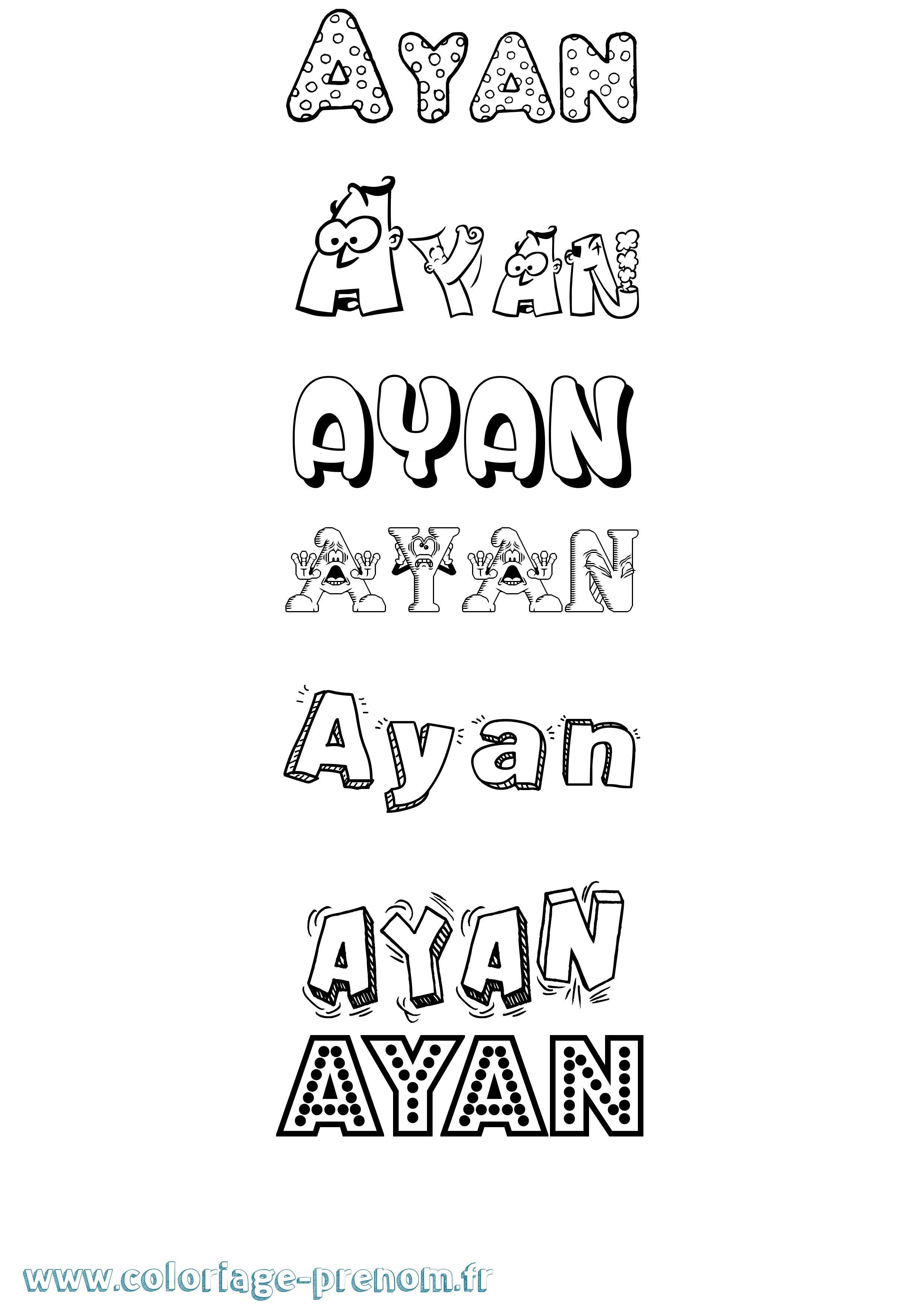 Coloriage prénom Ayan Fun
