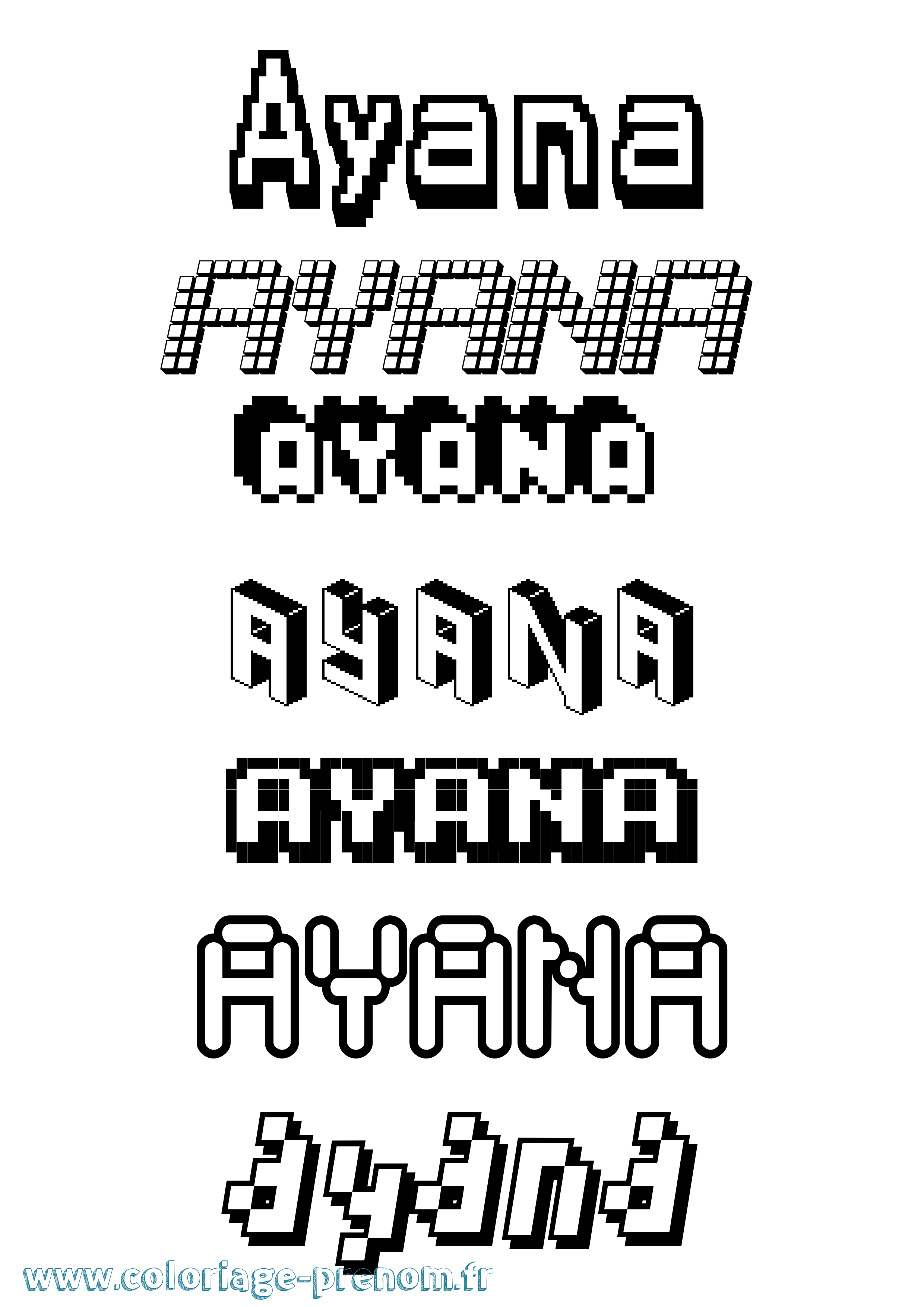Coloriage prénom Ayana Pixel