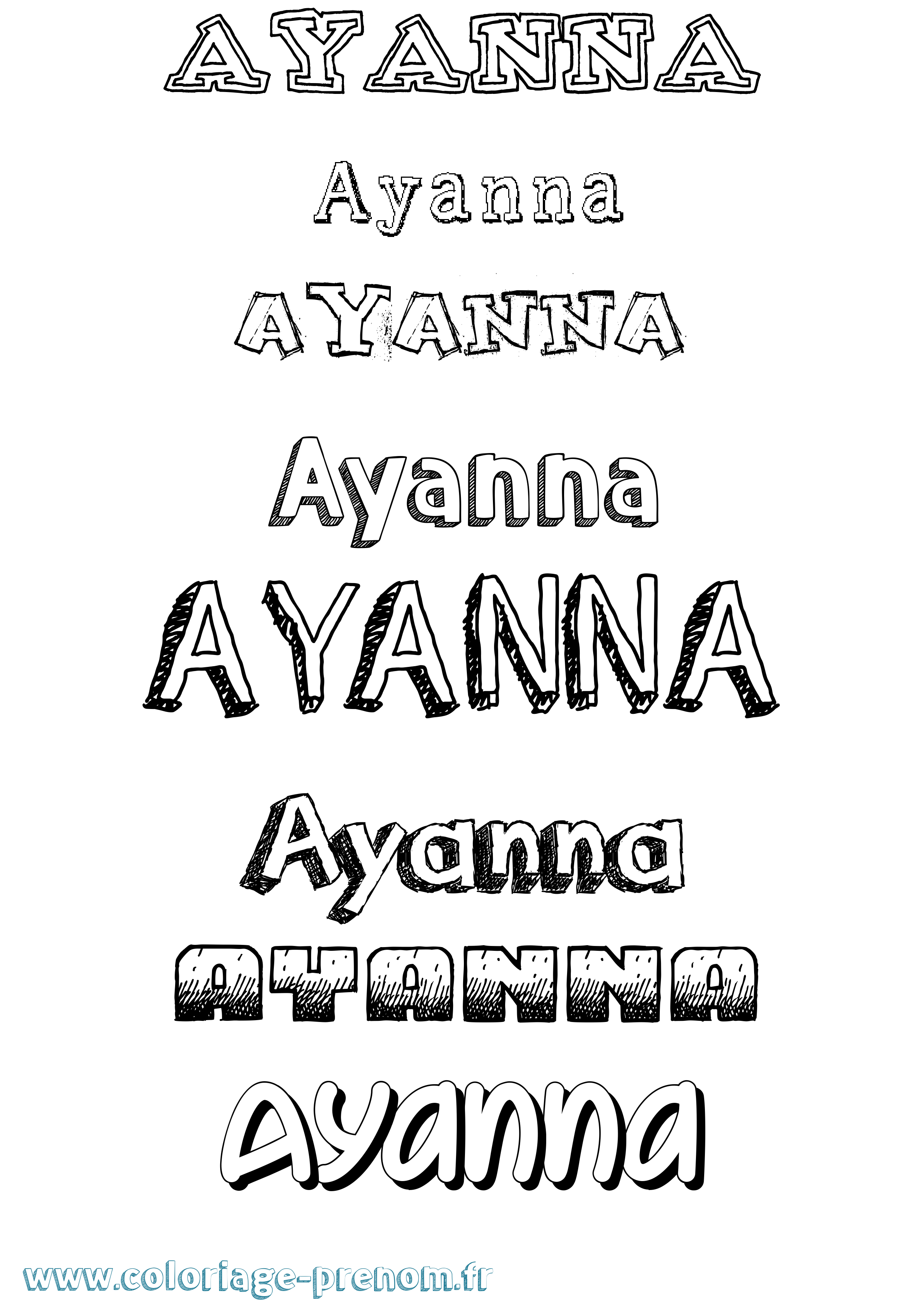 Coloriage prénom Ayanna Dessiné