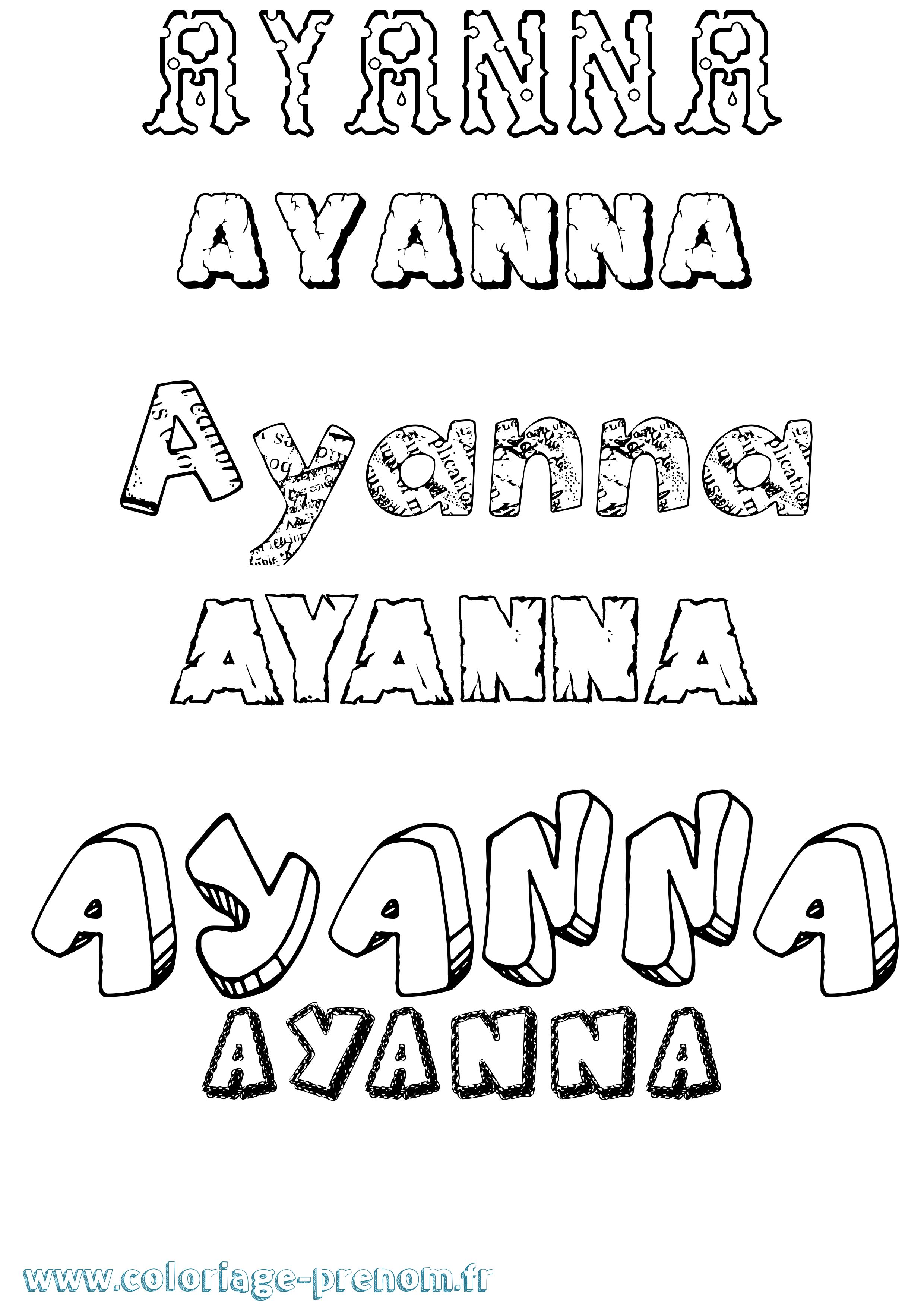 Coloriage prénom Ayanna Destructuré
